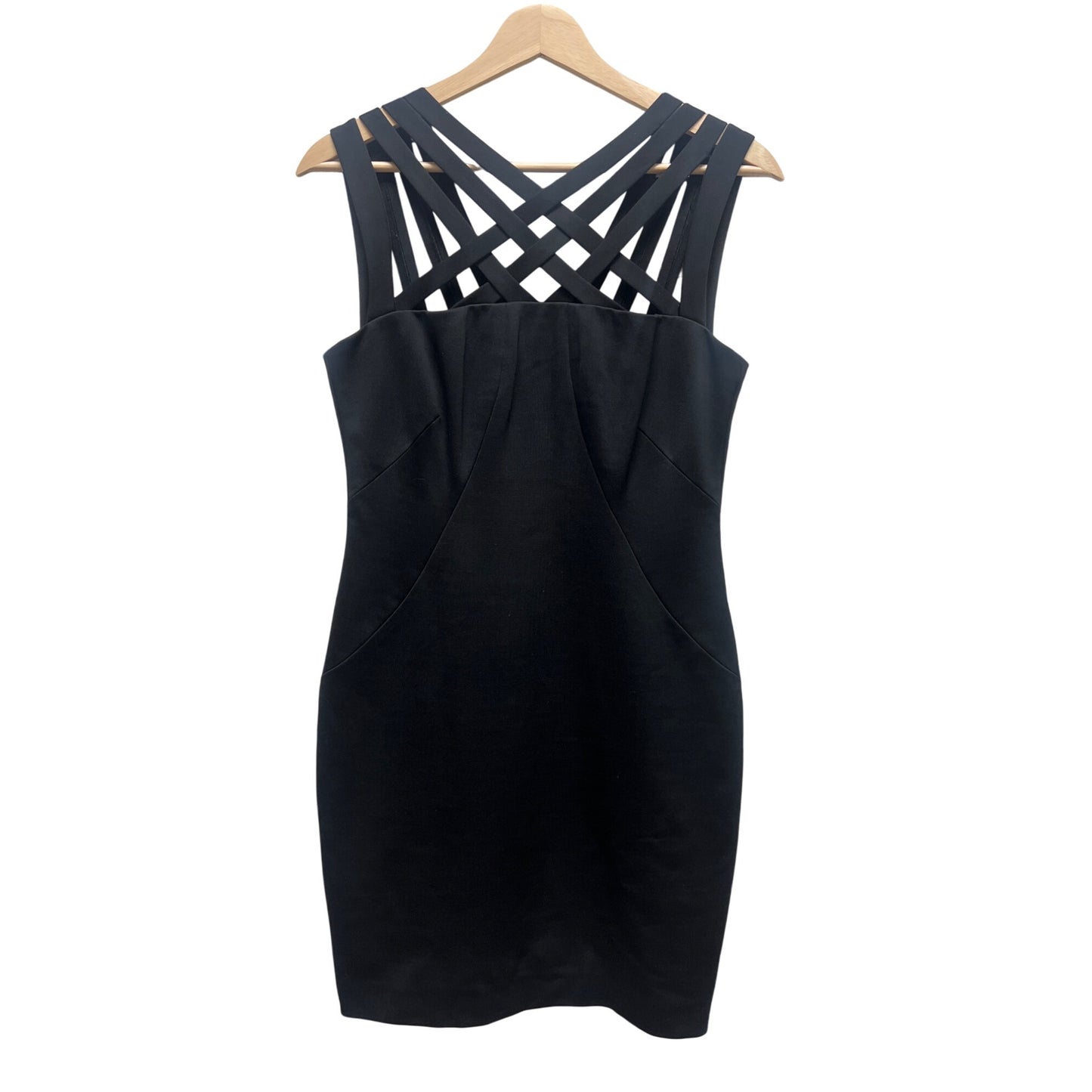 Cache Black Cris Cross Stap Bodycon Cocktail Dress