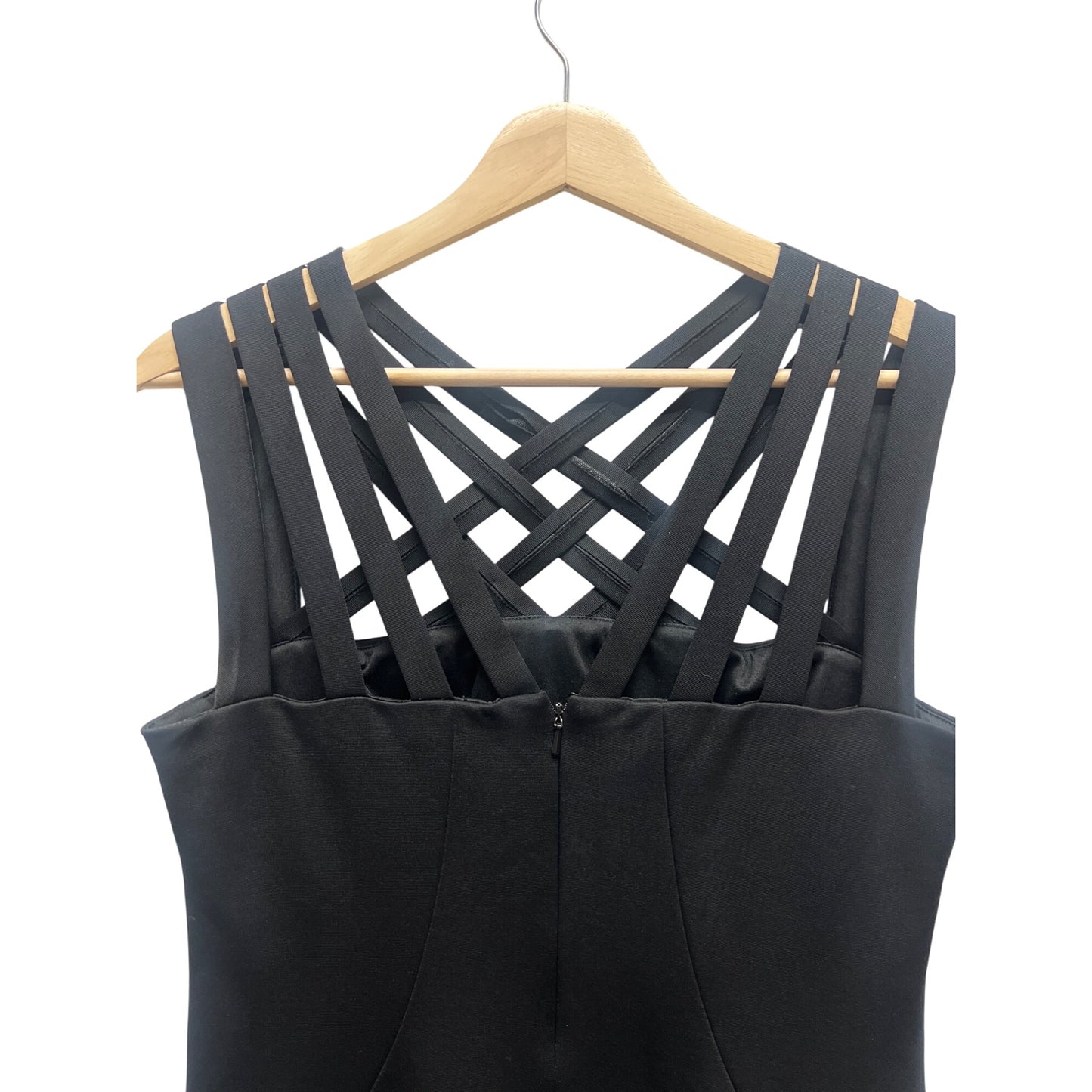 Cache Black Cris Cross Stap Bodycon Cocktail Dress