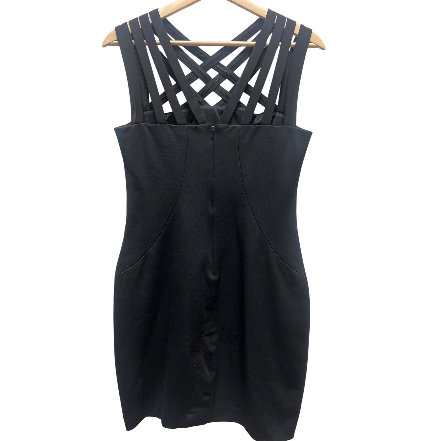 Cache Black Cris Cross Stap Bodycon Cocktail Dress