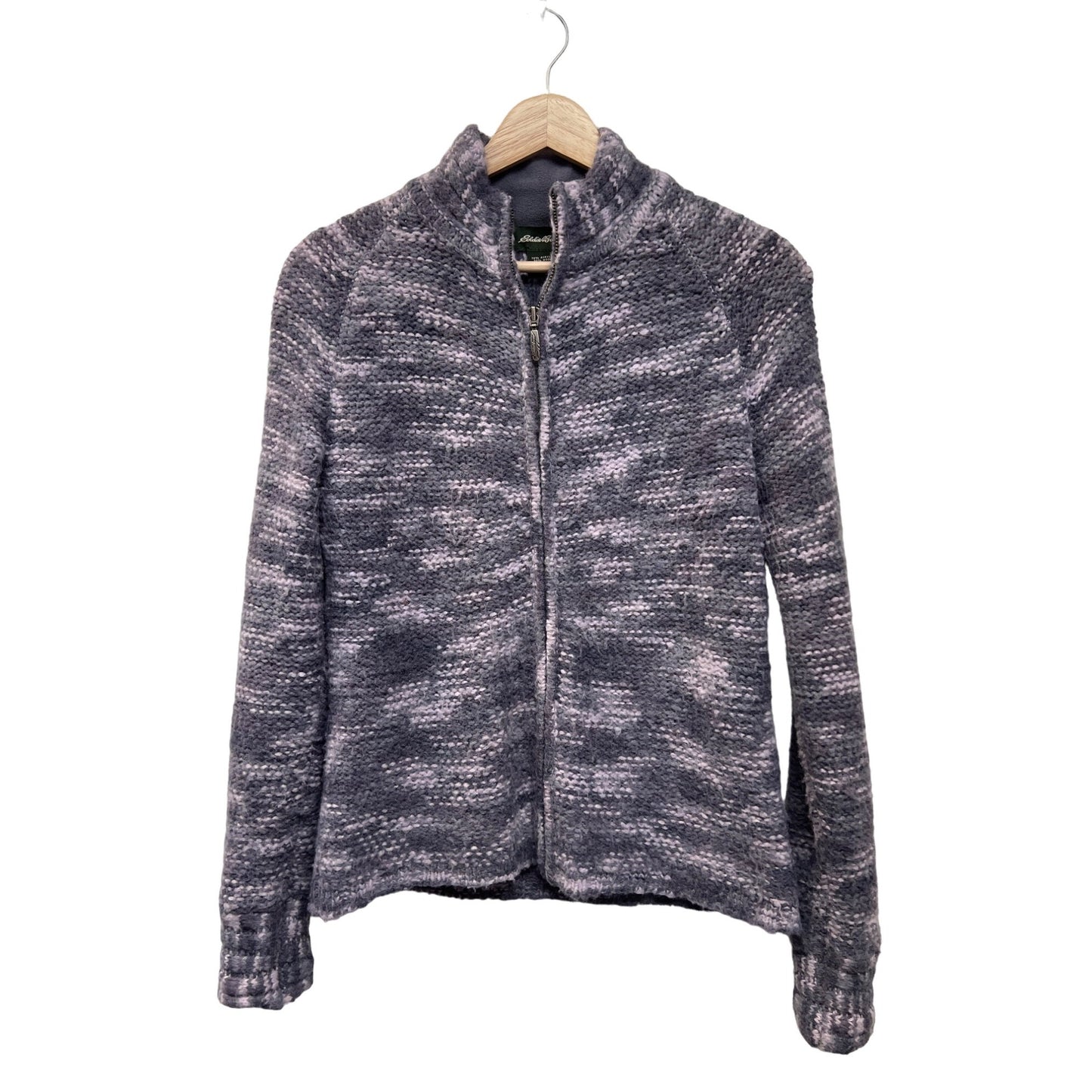 Eddie Bauer Full Zip Purple Marled Cardigan Sweater