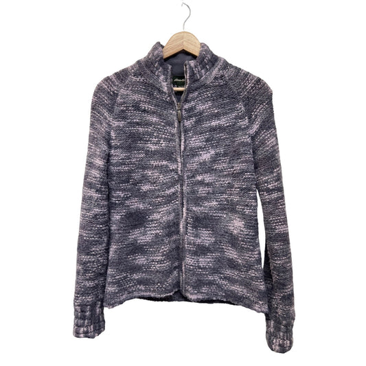 Eddie Bauer Full Zip Purple Marled Cardigan Sweater