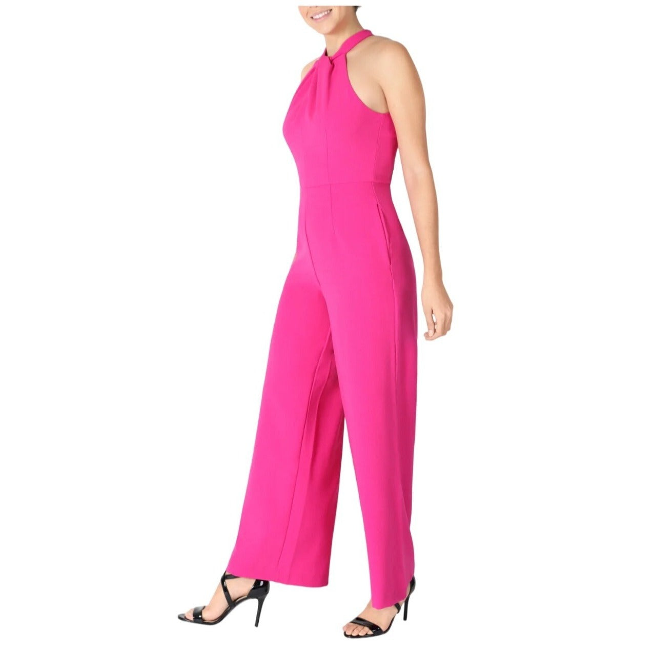 Julia Jordan NWT Knot Neck Neon Pink Halter Jumpsuit
