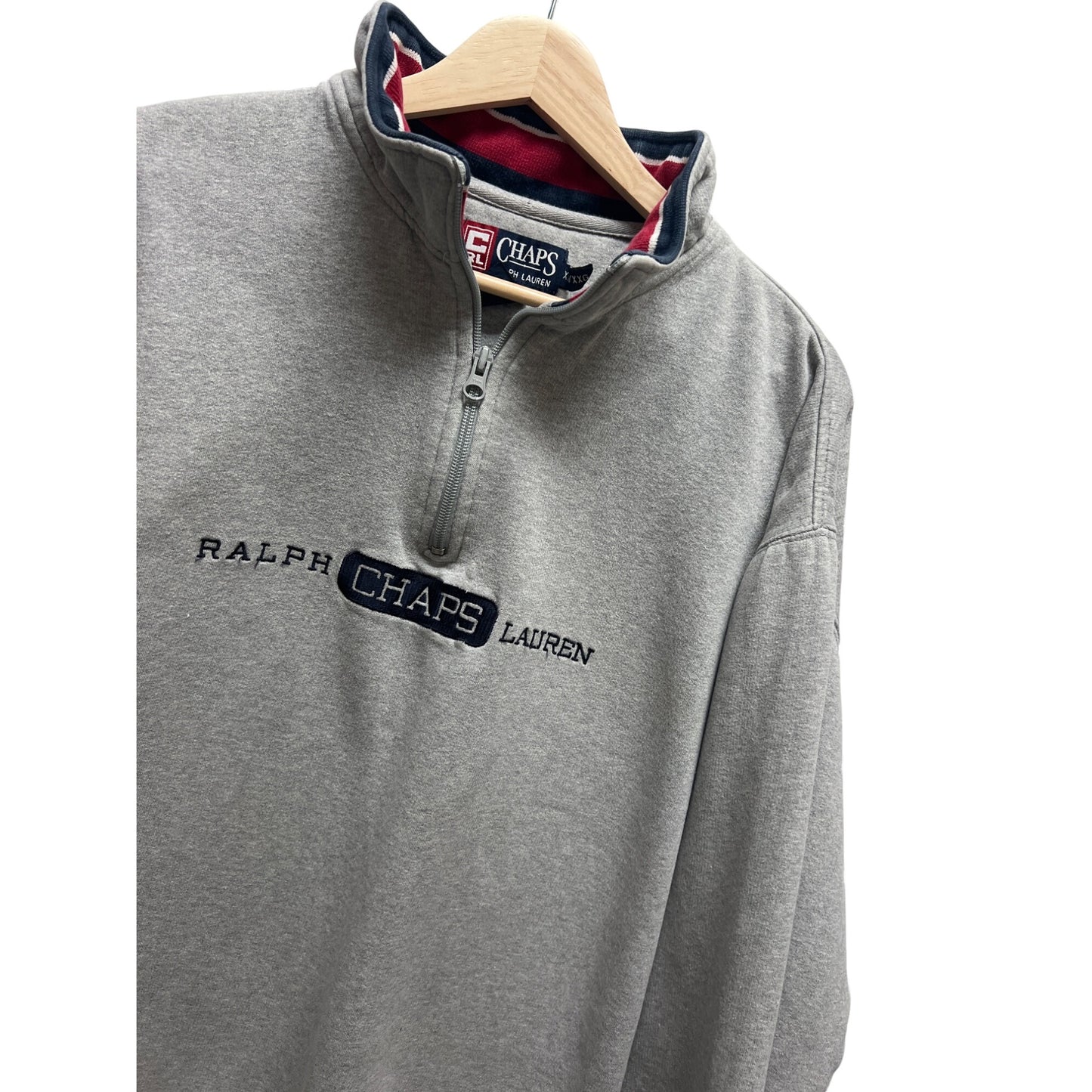 Chaps Ralph Lauren Vintage 90's Gray Quarter Zip Spellout Sweatshirt