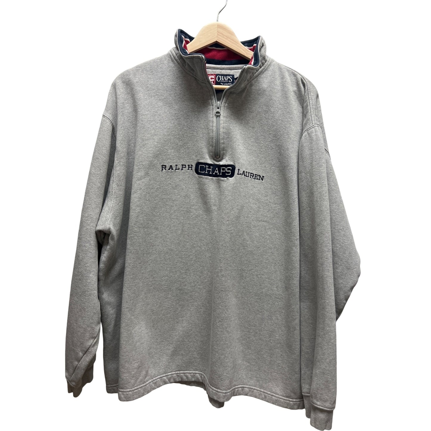 Chaps Ralph Lauren Vintage 90's Gray Quarter Zip Spellout Sweatshirt