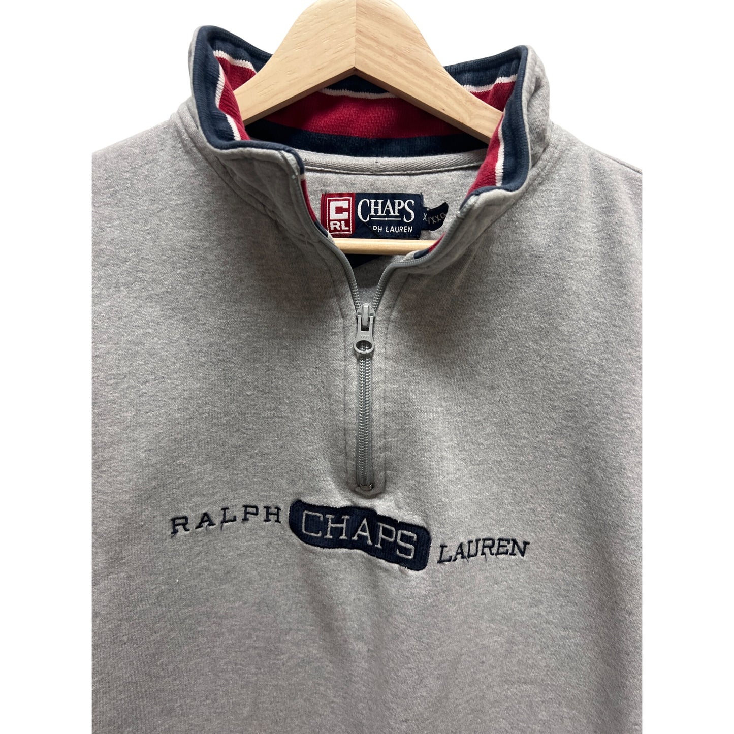 Chaps Ralph Lauren Vintage 90's Gray Quarter Zip Spellout Sweatshirt