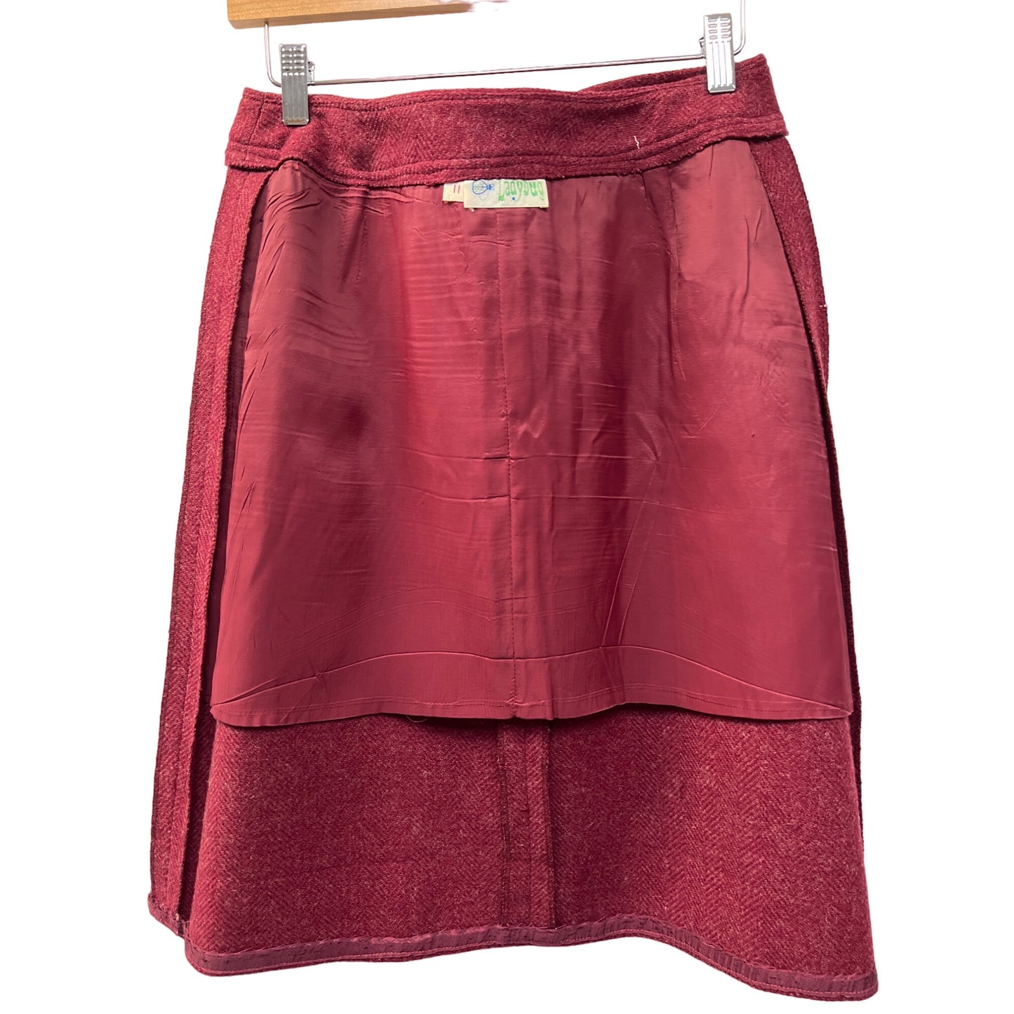 Ladybug Vintage 70's Burgandy Red A-Line Wool Skirt