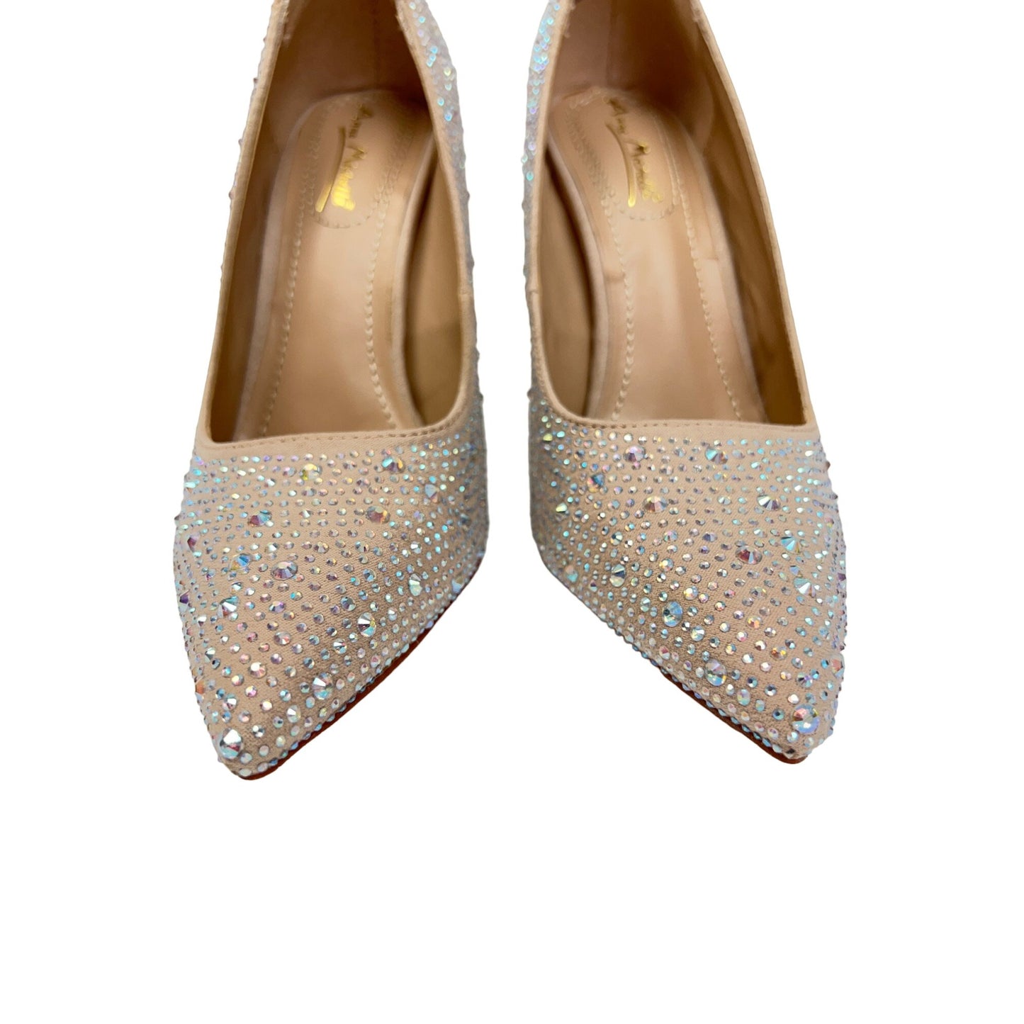 Anna Michelle Nude Stiletto Heels with Rhinestones