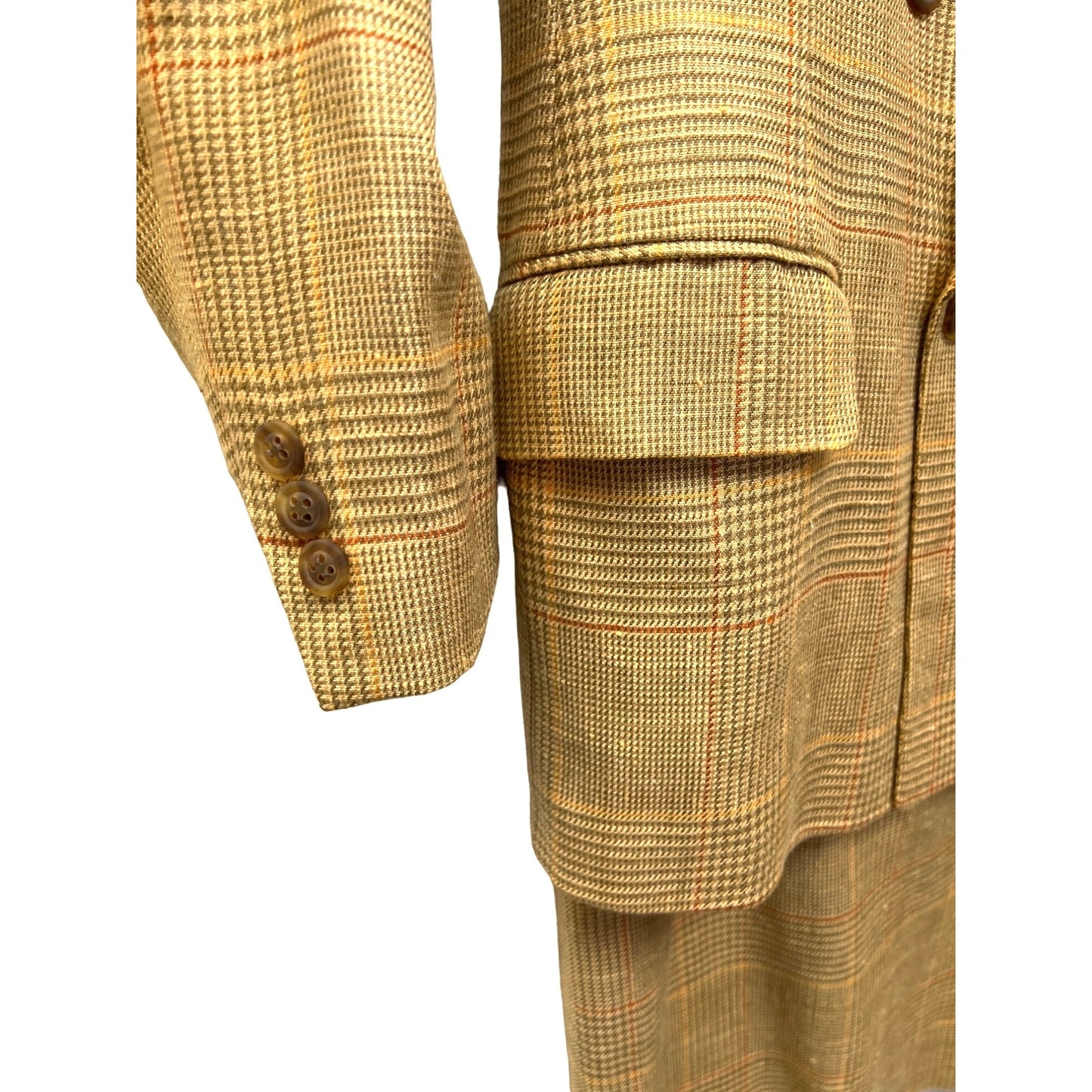 Cricketeer Collectionelle Vintage Yellow Glencheck Plaid Blazer & Skirt Set