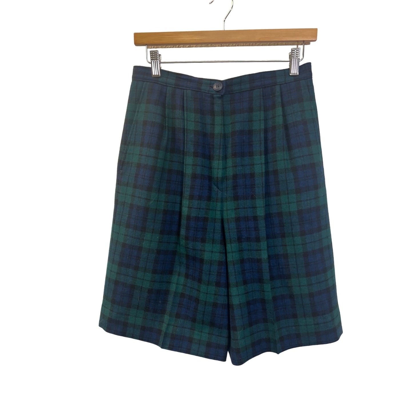 Pendleton Vintage Blue Green Tartan Plaid Wool Shorts