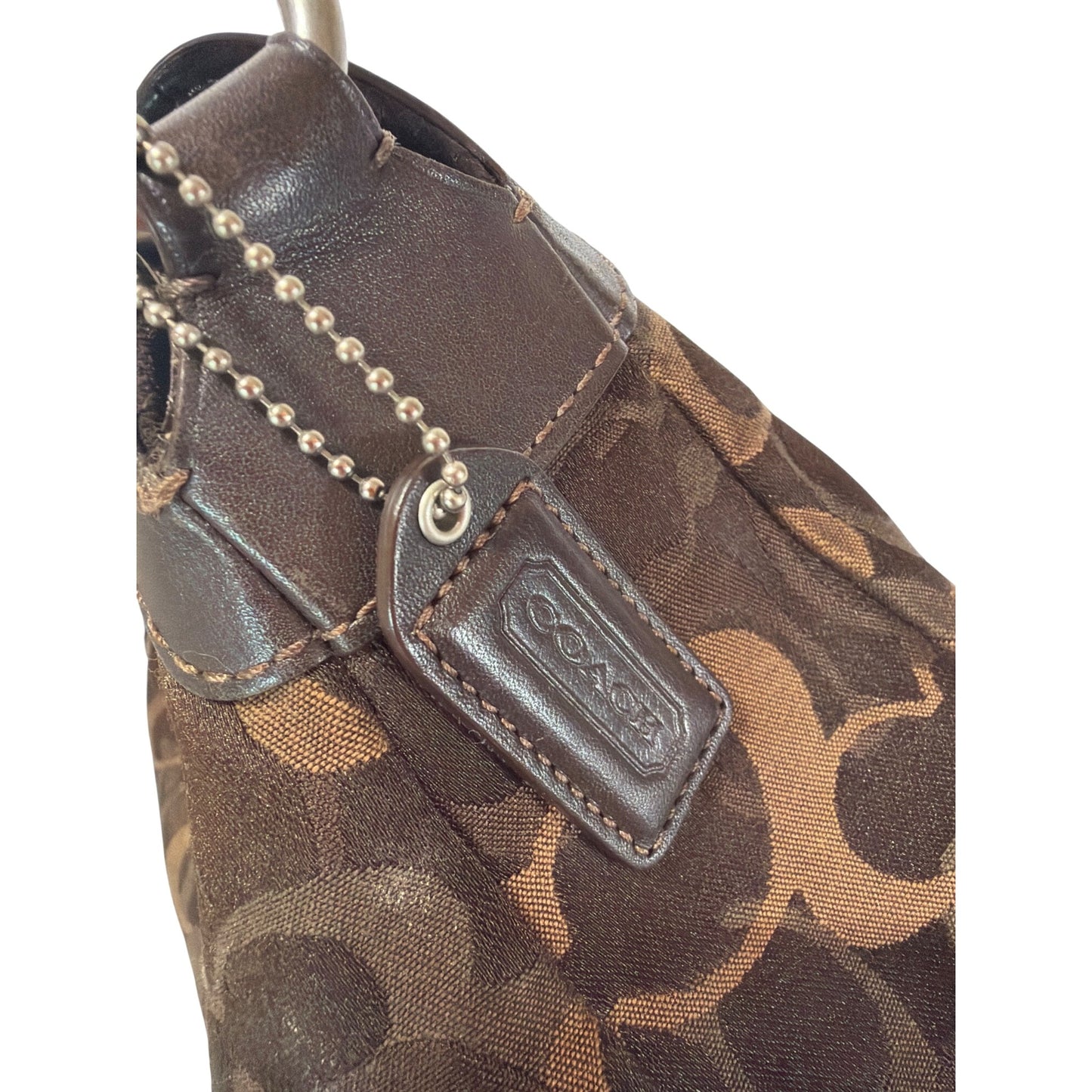 Coach Vintage Y2K Optic Signature Brown Chelsea Turn Lock Hobo Purse