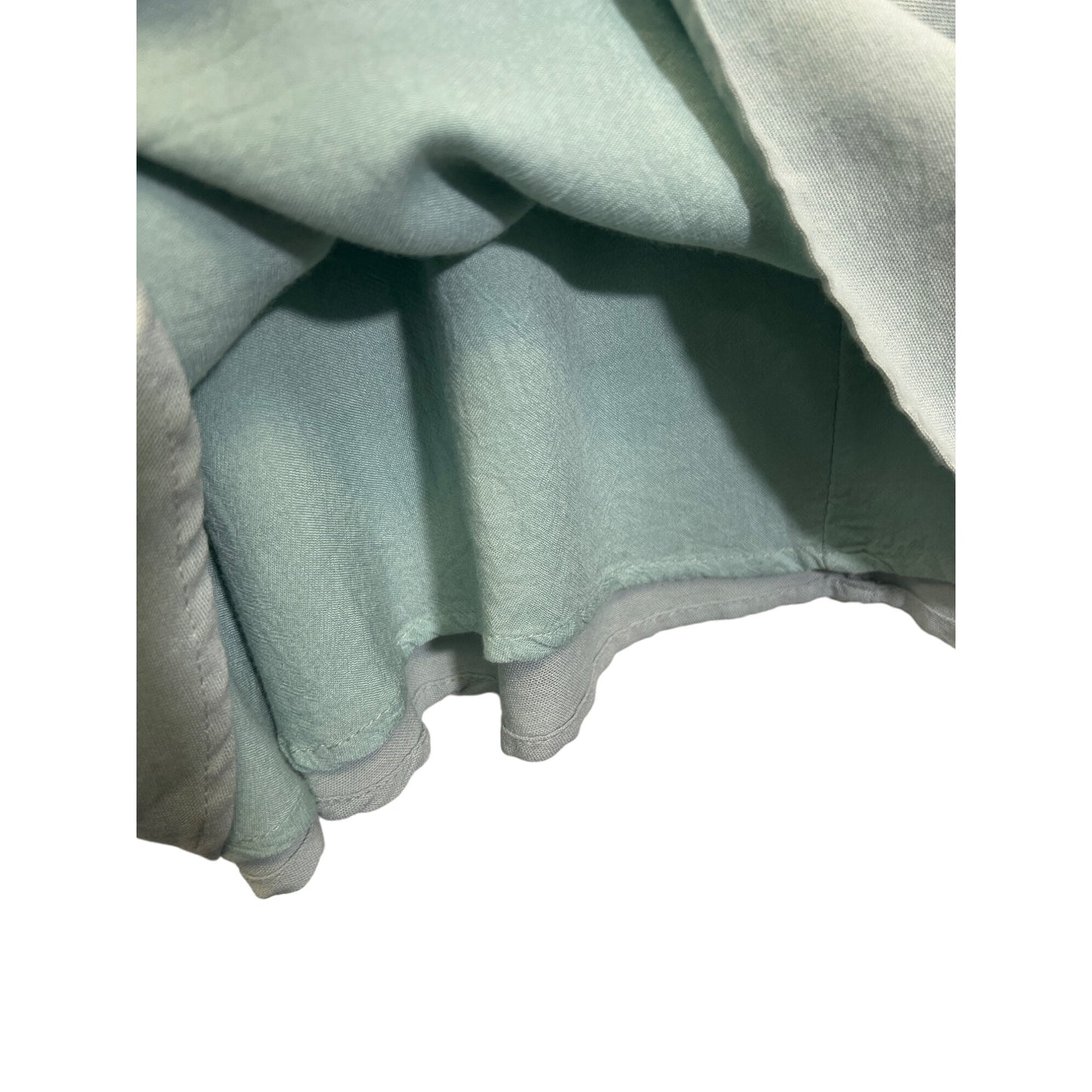 Everly Light Blue Green Linen Twist Front Short Sleeve A-line dress