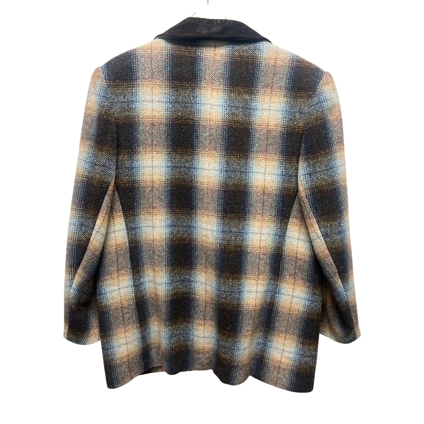 JL Colebrook Vintage 90's Brown Wool Plaid Blazer with Velvet Trim