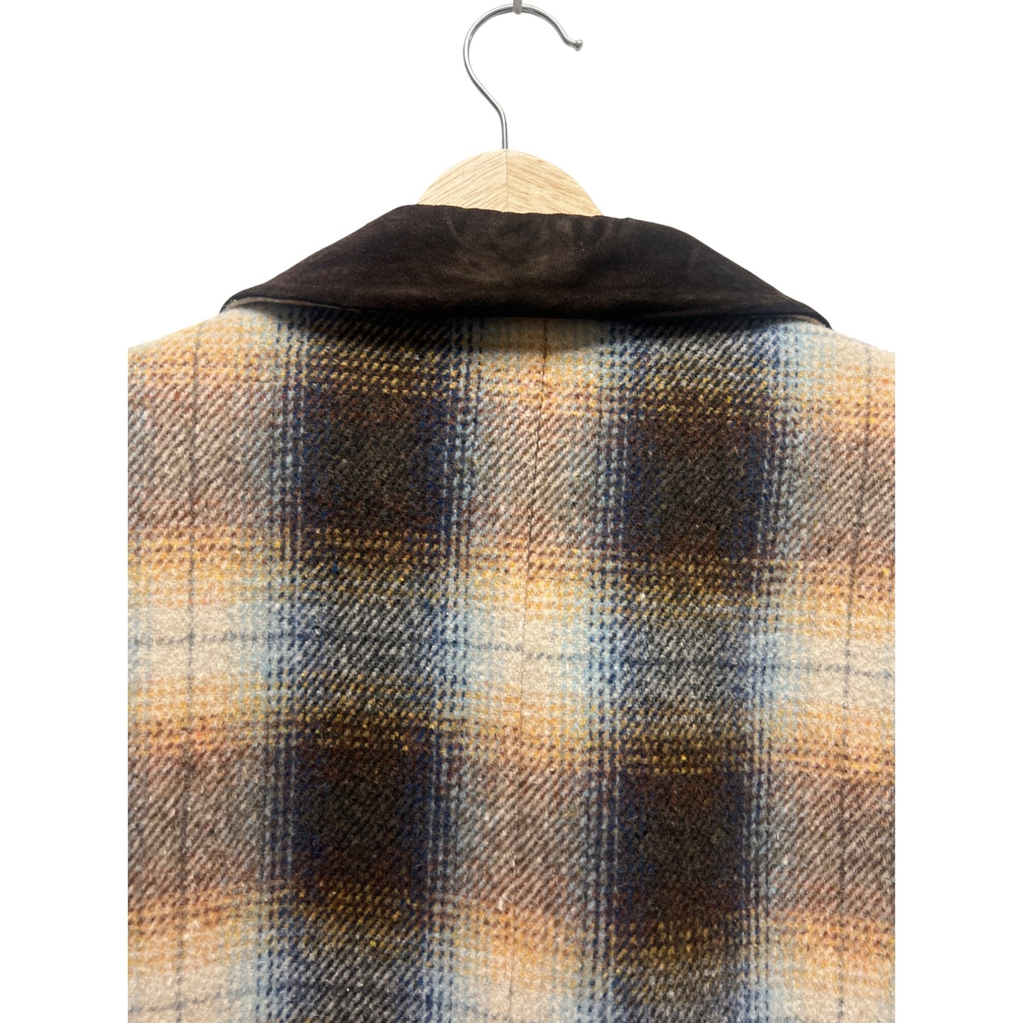 JL Colebrook Vintage 90's Brown Wool Plaid Blazer with Velvet Trim
