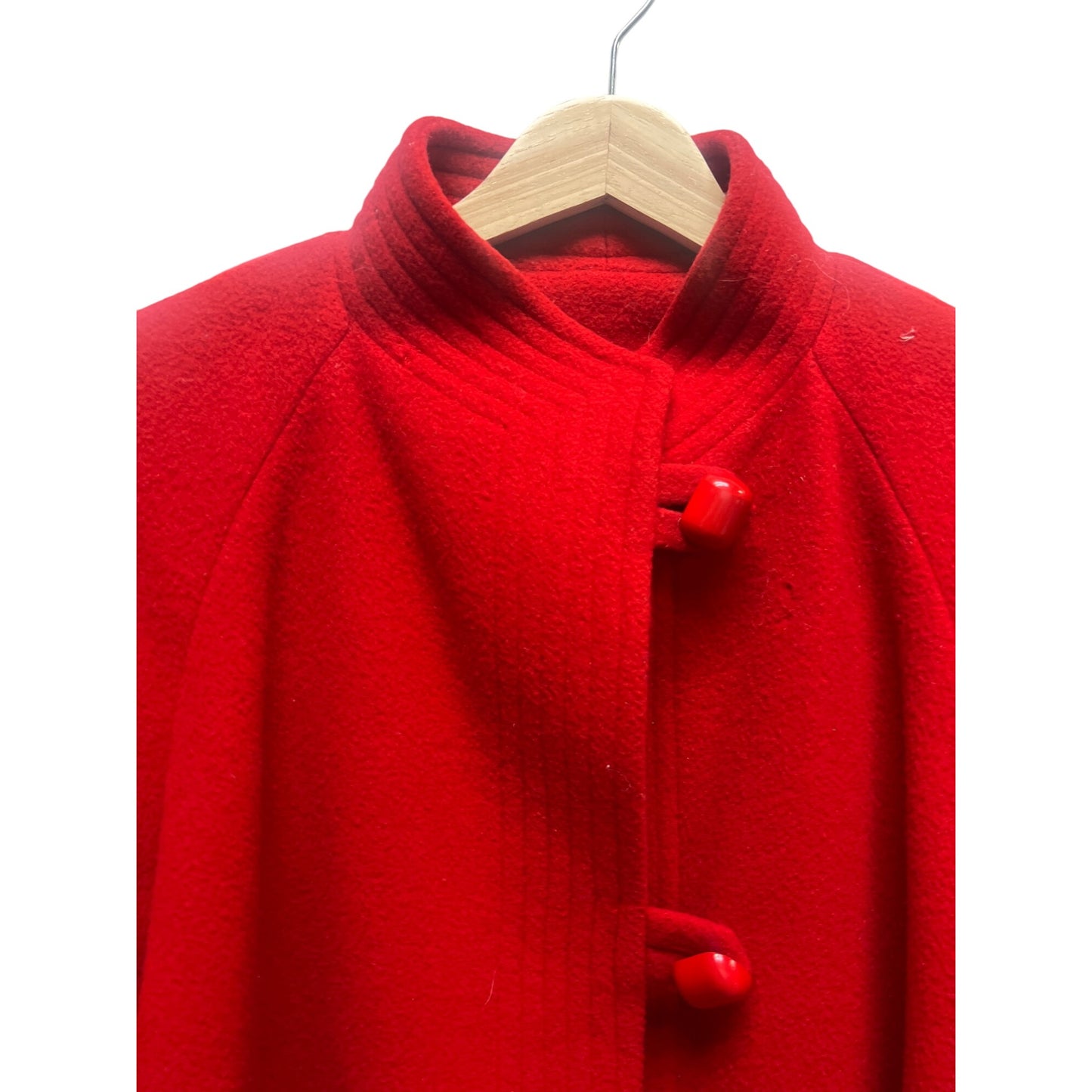 Unbranded Vintage 80's Red Wool Satin Lined Swing Coat
