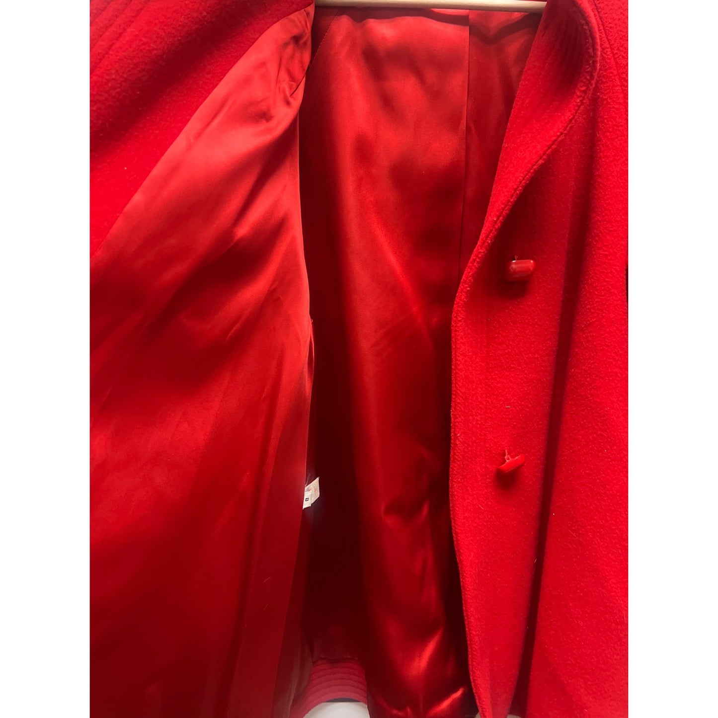 Unbranded Vintage 80's Red Wool Satin Lined Swing Coat
