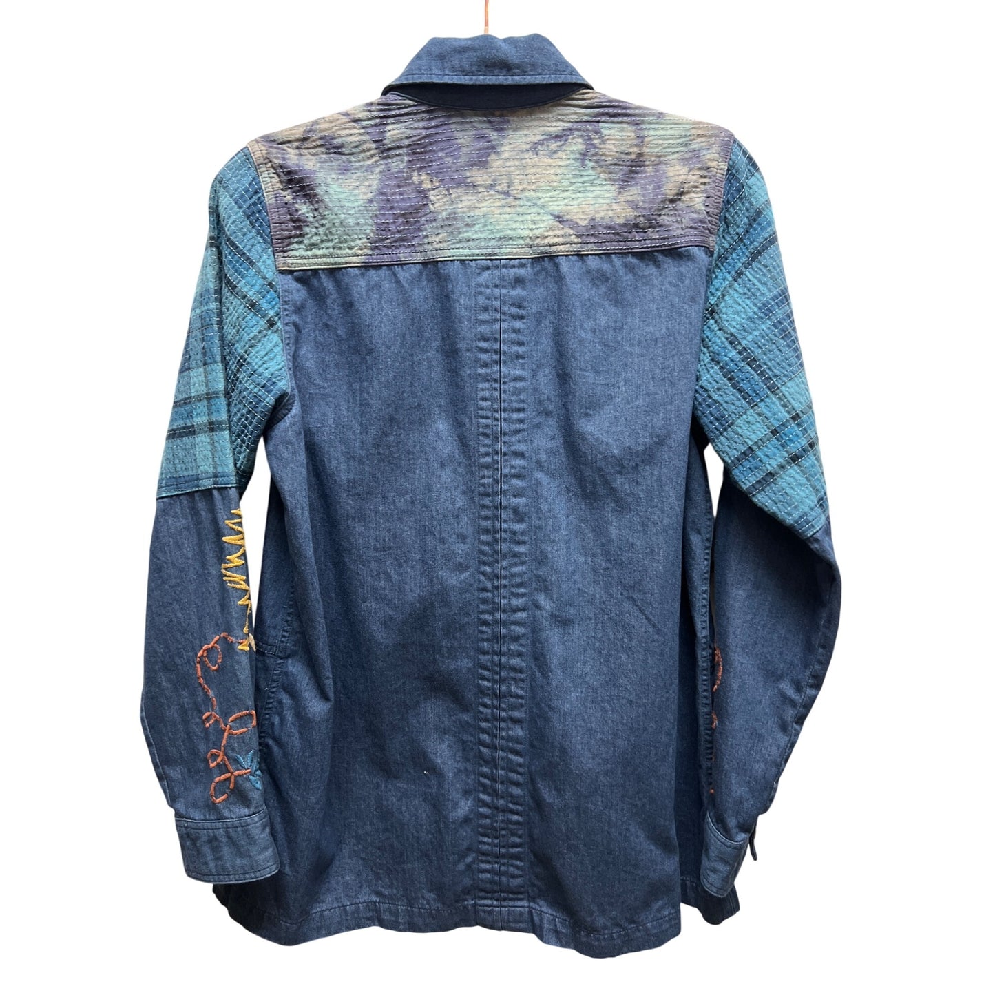 Johnny Was Workshop Moonlight Tie Dye Patchwork Embroidered Shacket
