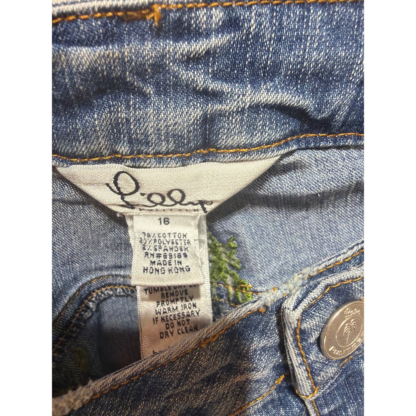 Lilly Pulitzer Vintage Y2K Embroidered Green Lobster Denim Jeans