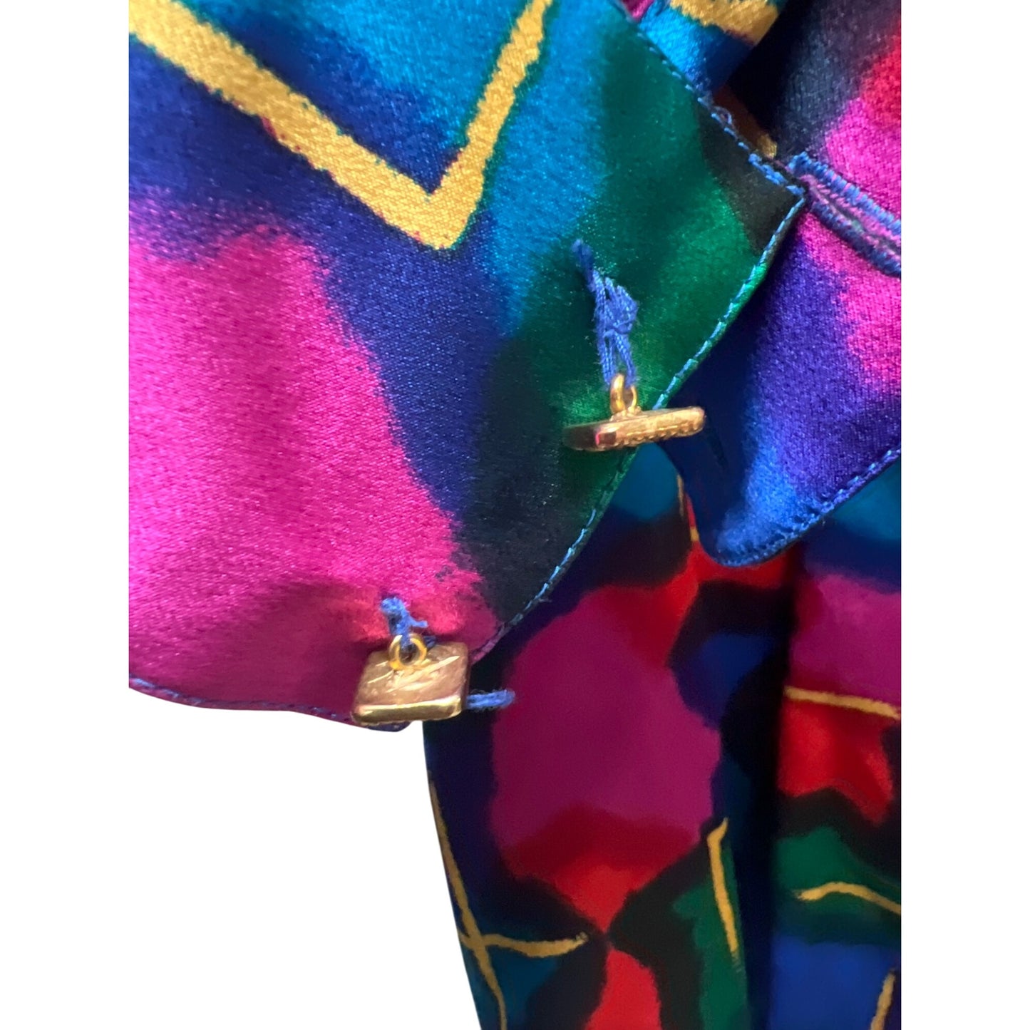 Starington Saks Fifth Avenue Vintage 80's Stained Glass Colorful 100% Silk Blouse