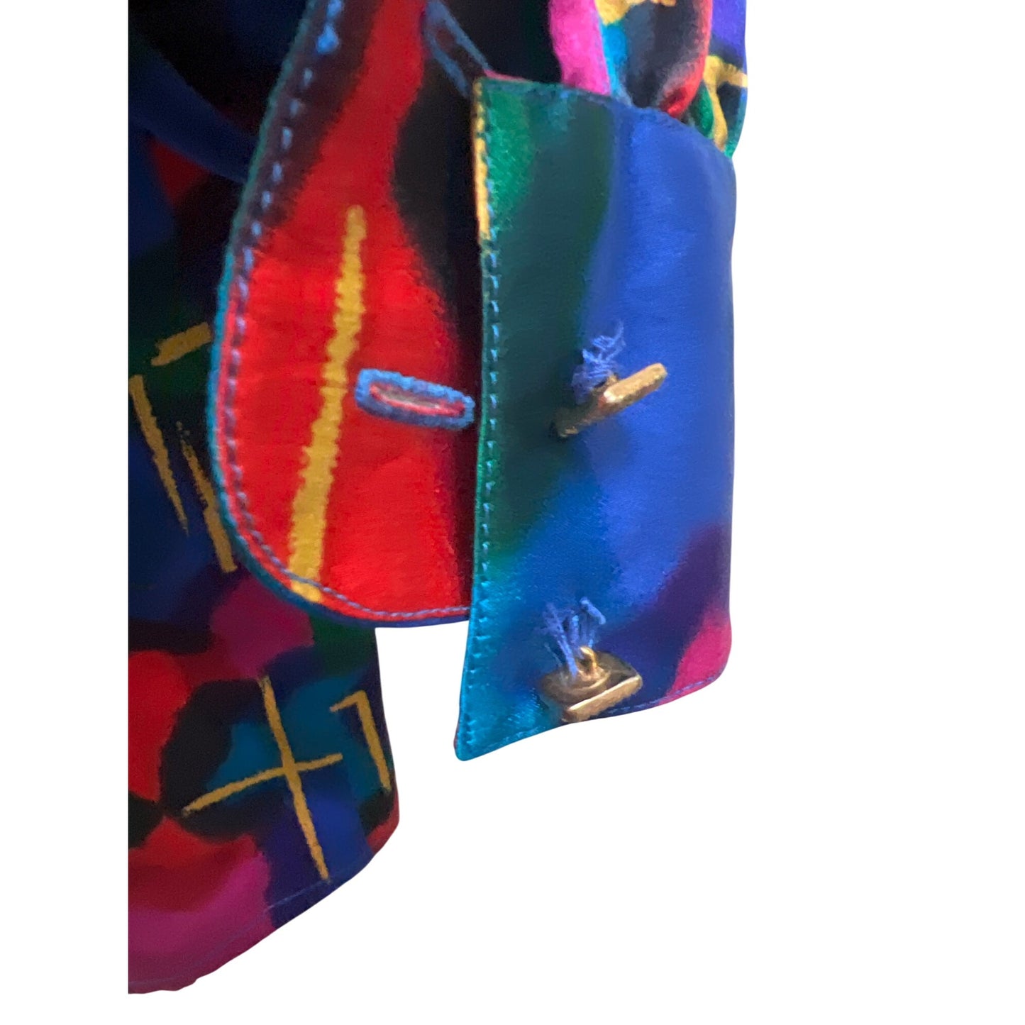 Starington Saks Fifth Avenue Vintage 80's Stained Glass Colorful 100% Silk Blouse