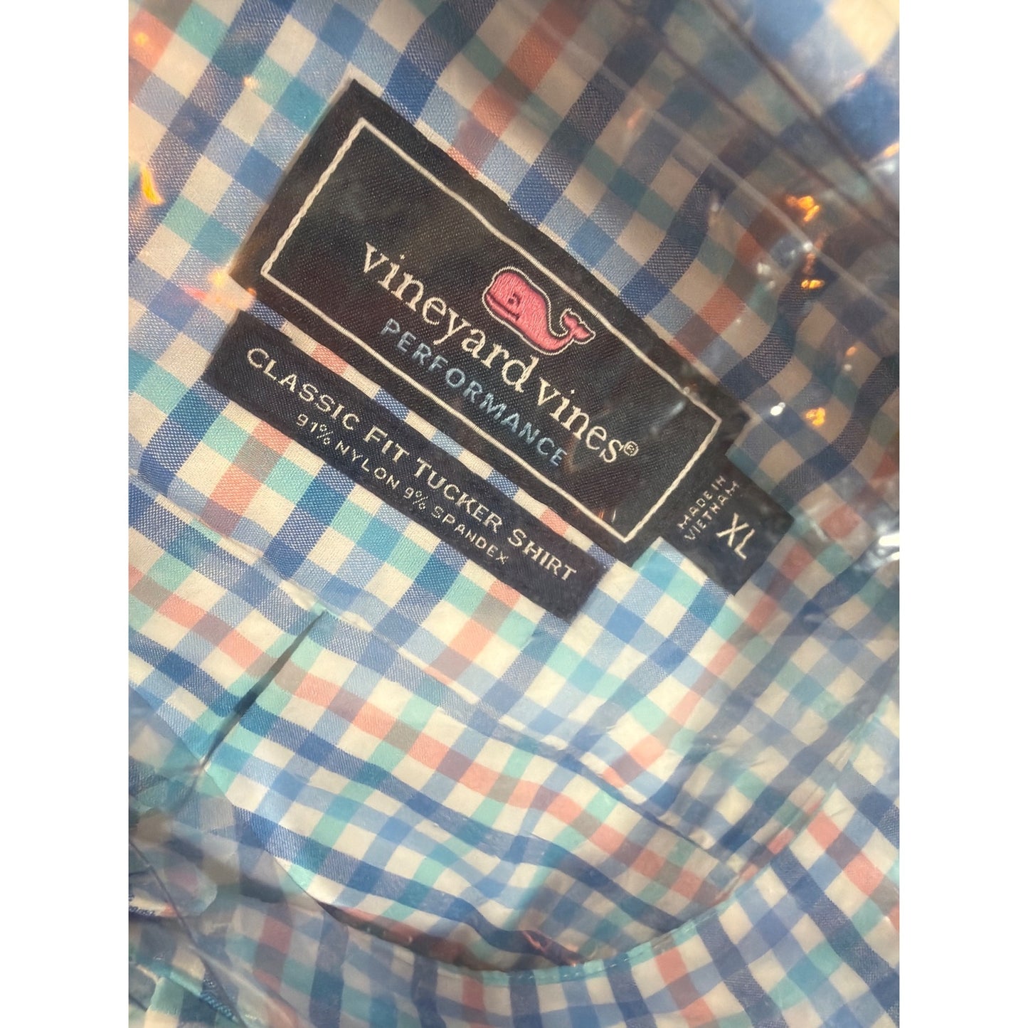 Vineyard Vines Mens Performance Classic Tucker Shirt Ocean Breeze Coco Bay Check XL NWT