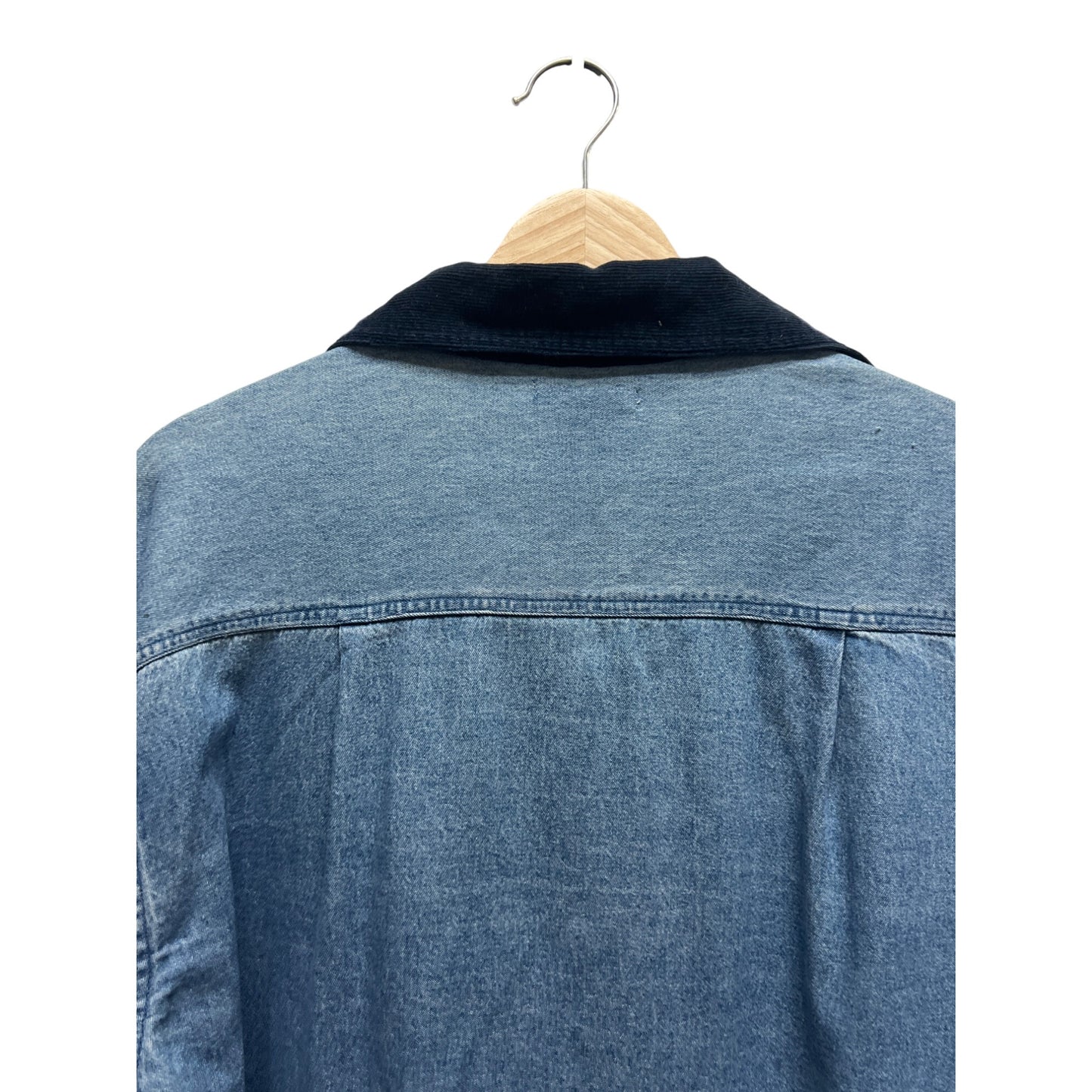 Sara Studio Vintage 90's Chambray Denim Corduroy Trim Vest Embroidered Shirt