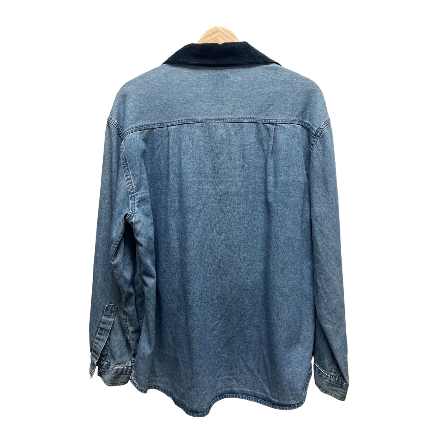 Sara Studio Vintage 90's Chambray Denim Corduroy Trim Vest Embroidered Shirt