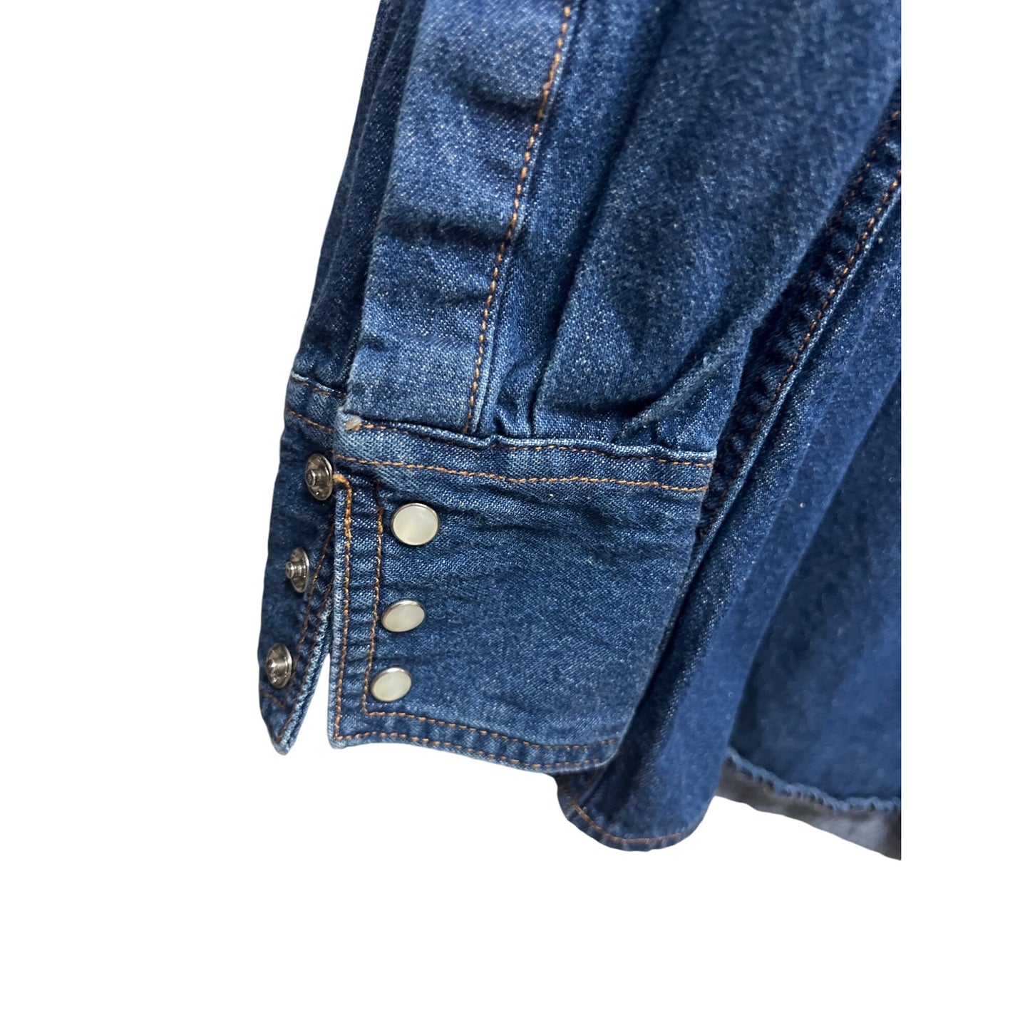 Ely Cattleman Vintage Western Denim Pearl Snap Button Down Shirt