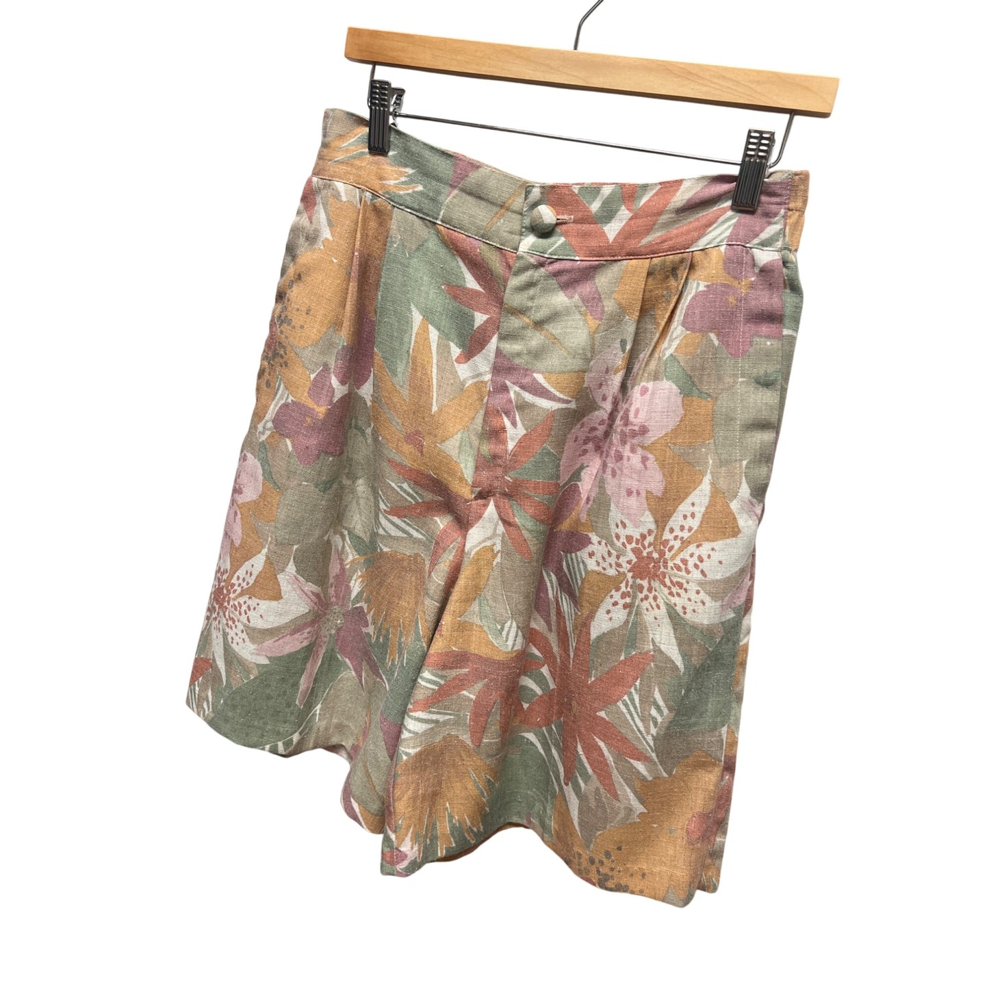 Fundamental Things Vintage 80's Floral Pastel Linen Bermuda Shorts