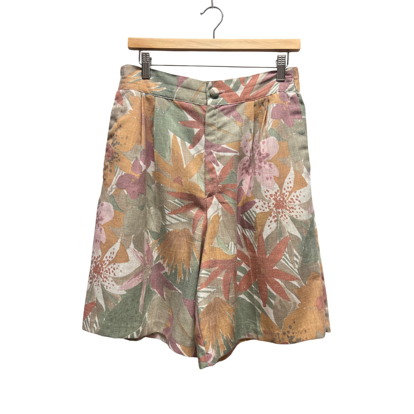 Fundamental Things Vintage 80's Floral Pastel Linen Bermuda Shorts