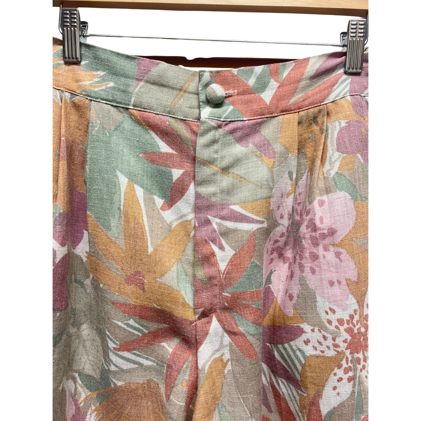 Fundamental Things Vintage 80's Floral Pastel Linen Bermuda Shorts