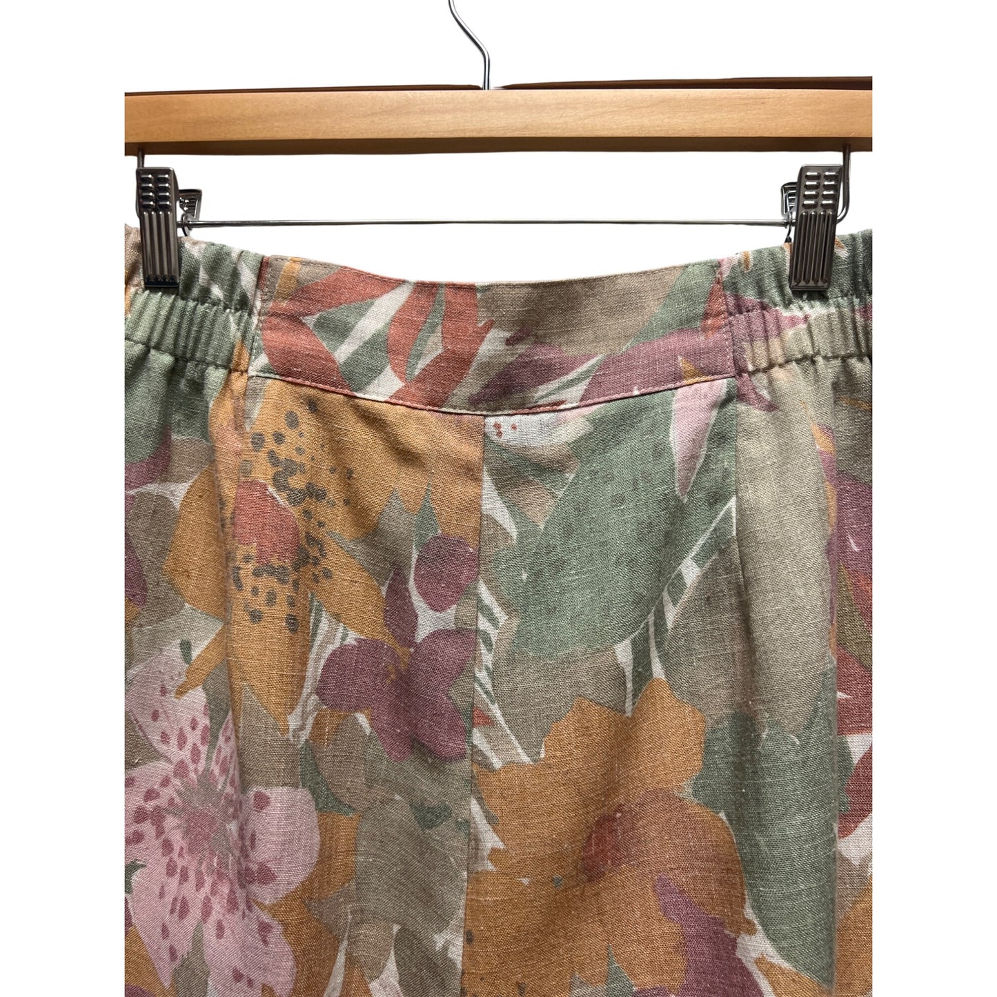 Fundamental Things Vintage 80's Floral Pastel Linen Bermuda Shorts