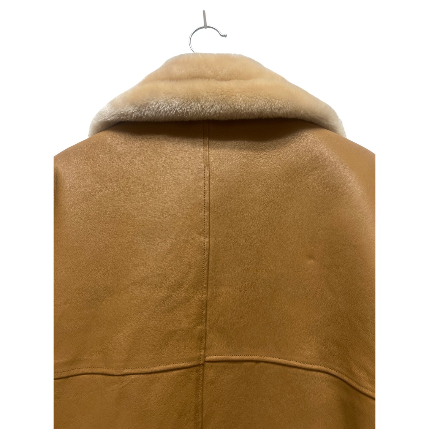 Max USA Vintage Italian Tan Leather Shearling Lined Aviator Bomber Jacket