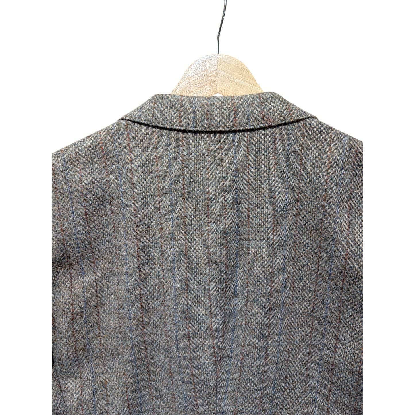 Levis Vintage 70s Trimcut Wool Tweed Herringbone Blazer 38R With Suede Elbow Patches Brown Buttons