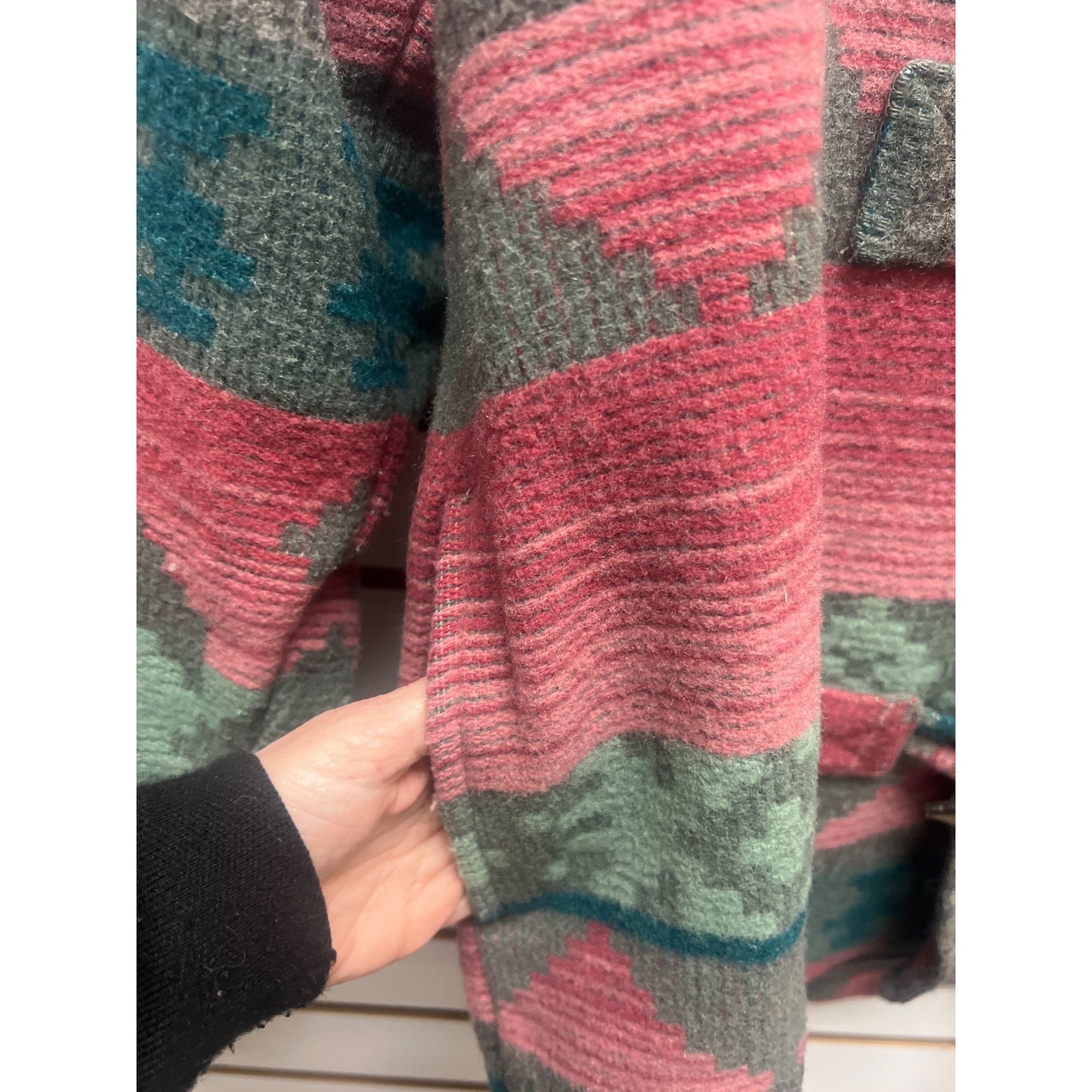 Eddie Bauer Vintage 80's Wool Aztec Pink and Green Blanket Coat