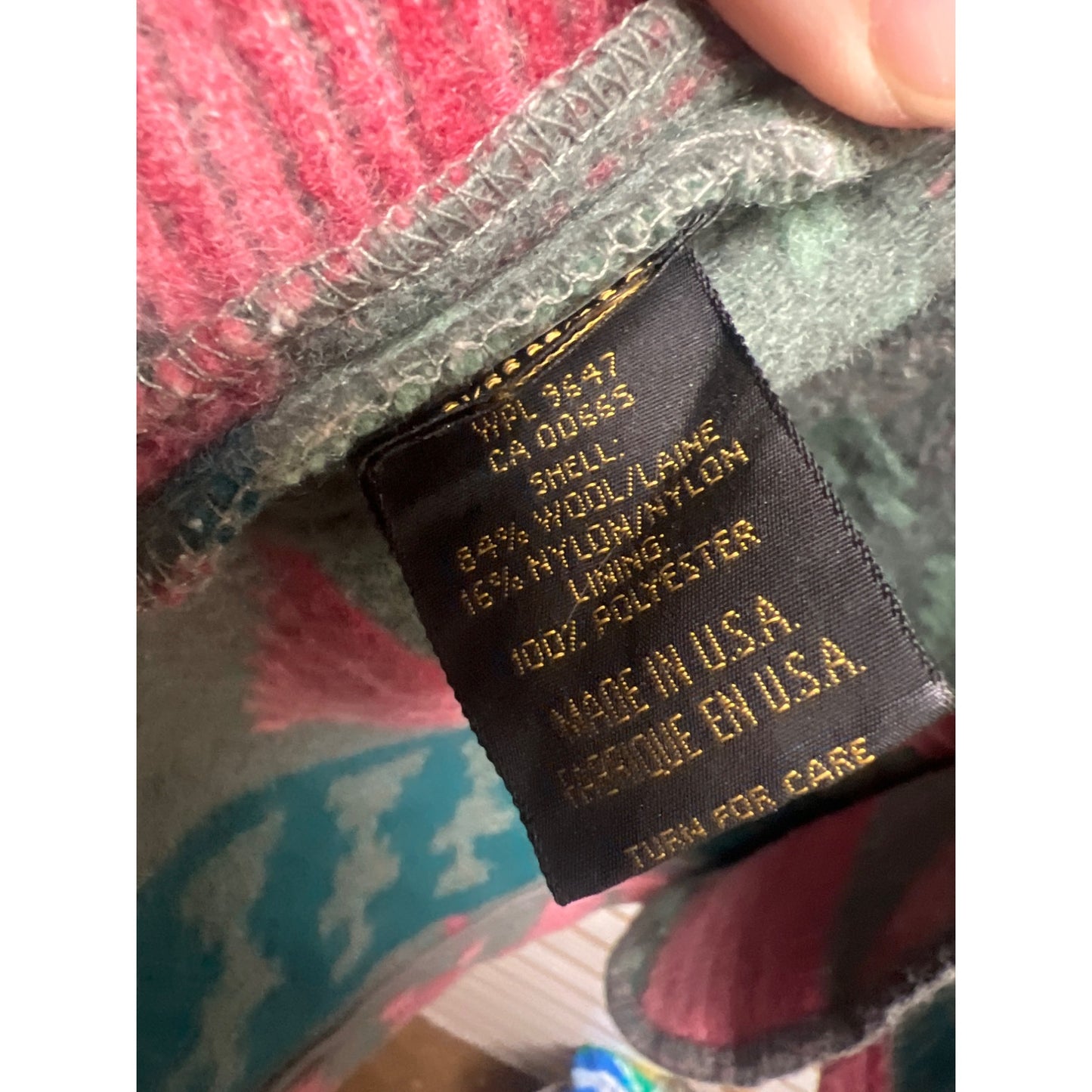 Eddie Bauer Vintage 80's Wool Aztec Pink and Green Blanket Coat
