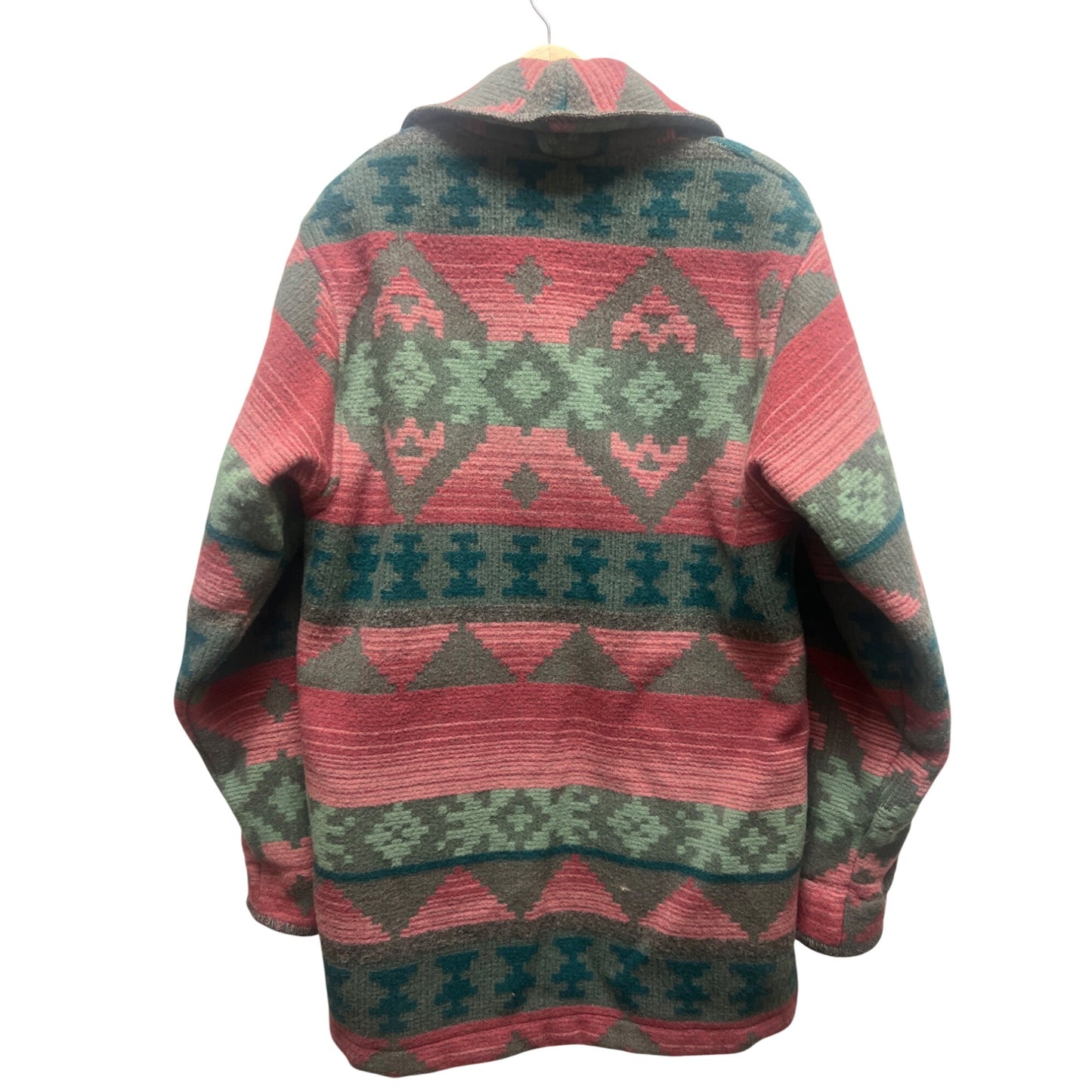 Eddie Bauer Vintage 80's Wool Aztec Pink and Green Blanket Coat