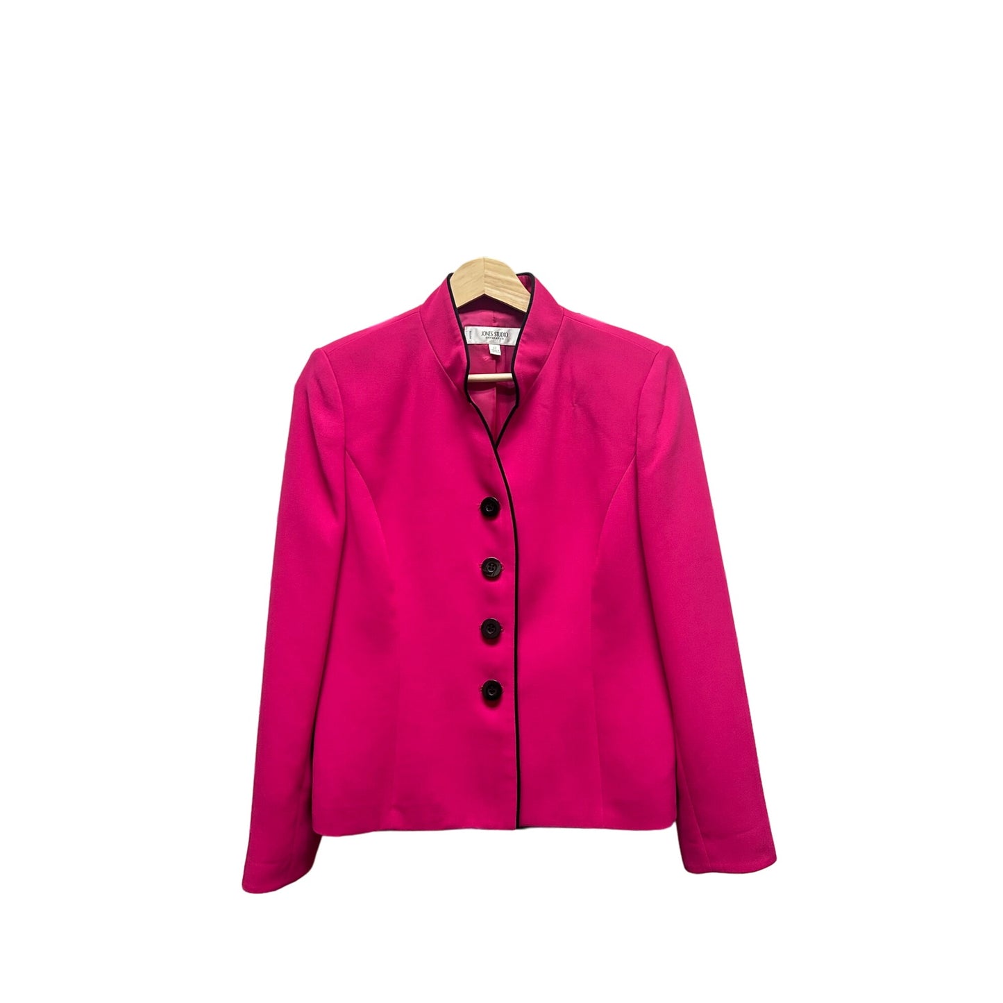 Jones Studio 2 Piece Hot Pink Black Trim Dress Suit