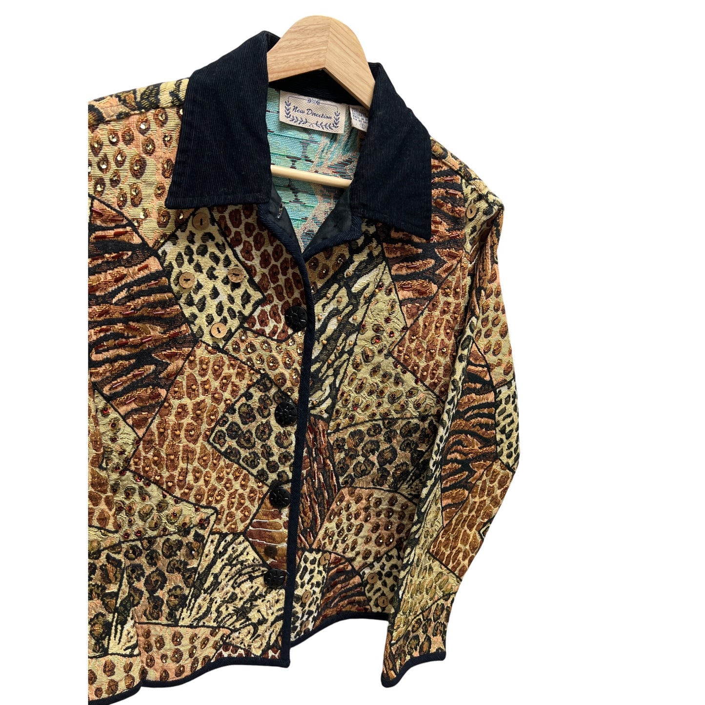 New Direction Vintage 80's Leopard Animal Print Tapestry Jacket