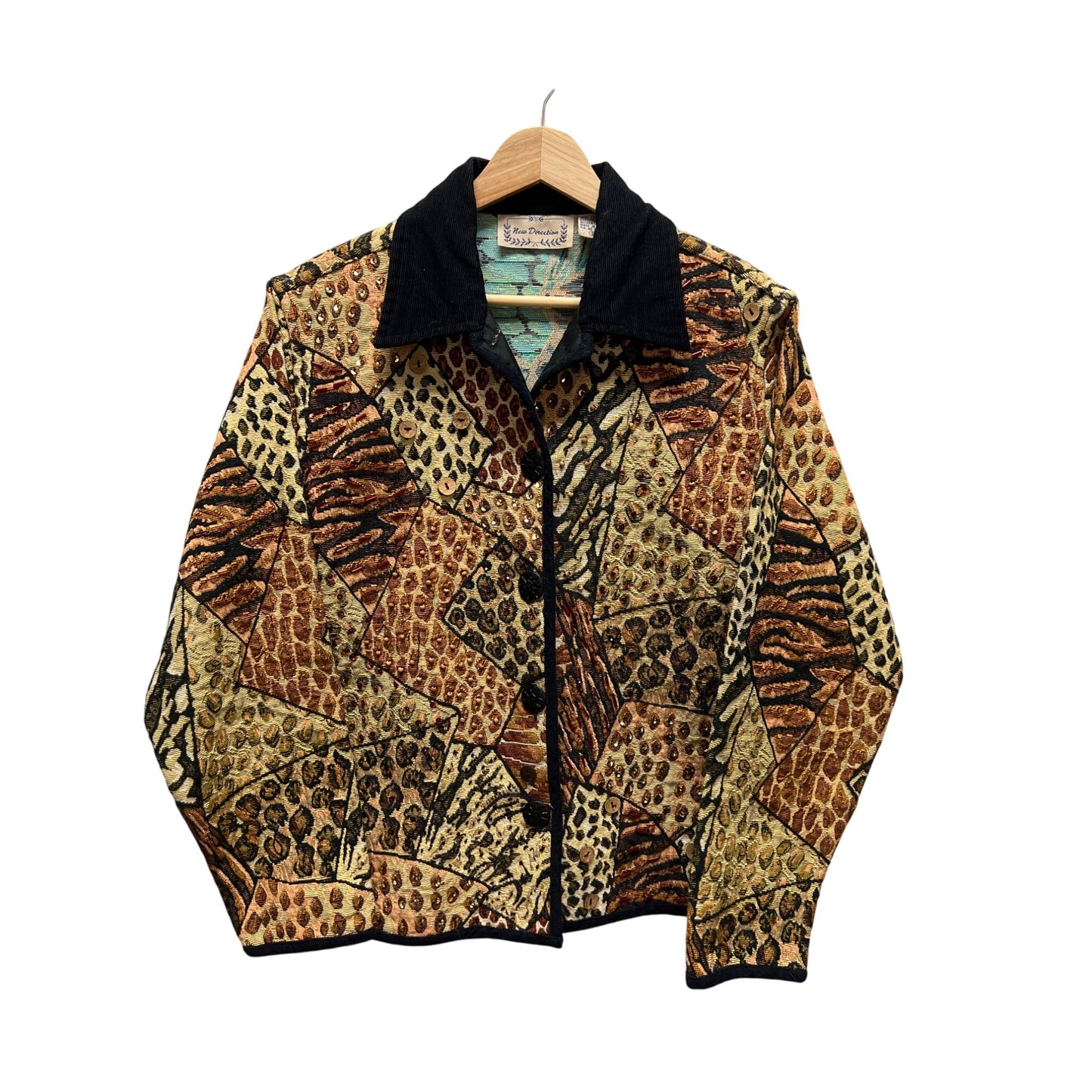 New Direction Vintage 80's Leopard Animal Print Tapestry Jacket