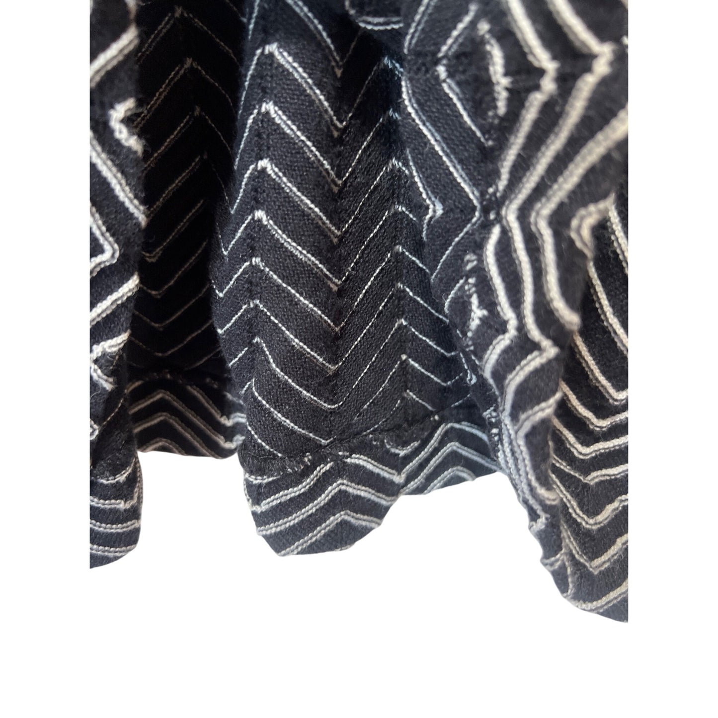 Free People Black and White Knit Chevron Pattern Flared Sleeve Tunic Dress Womens XS