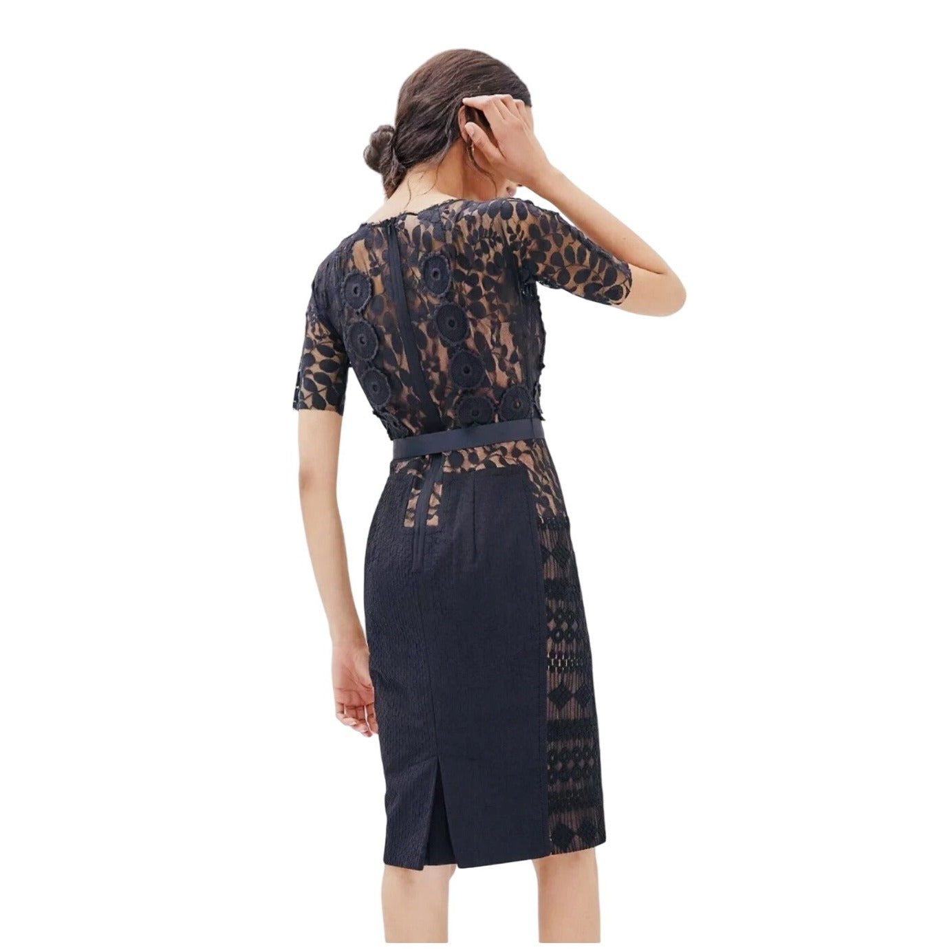 Beguile Byron Lars Anthropologie NWT Carissima Sheath Black Lace Overlay Pencil Dress