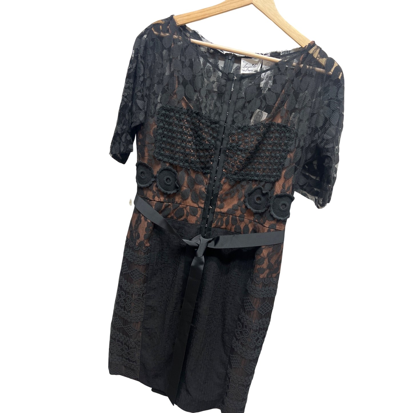 Beguile Byron Lars Anthropologie NWT Carissima Sheath Black Lace Overlay Pencil Dress