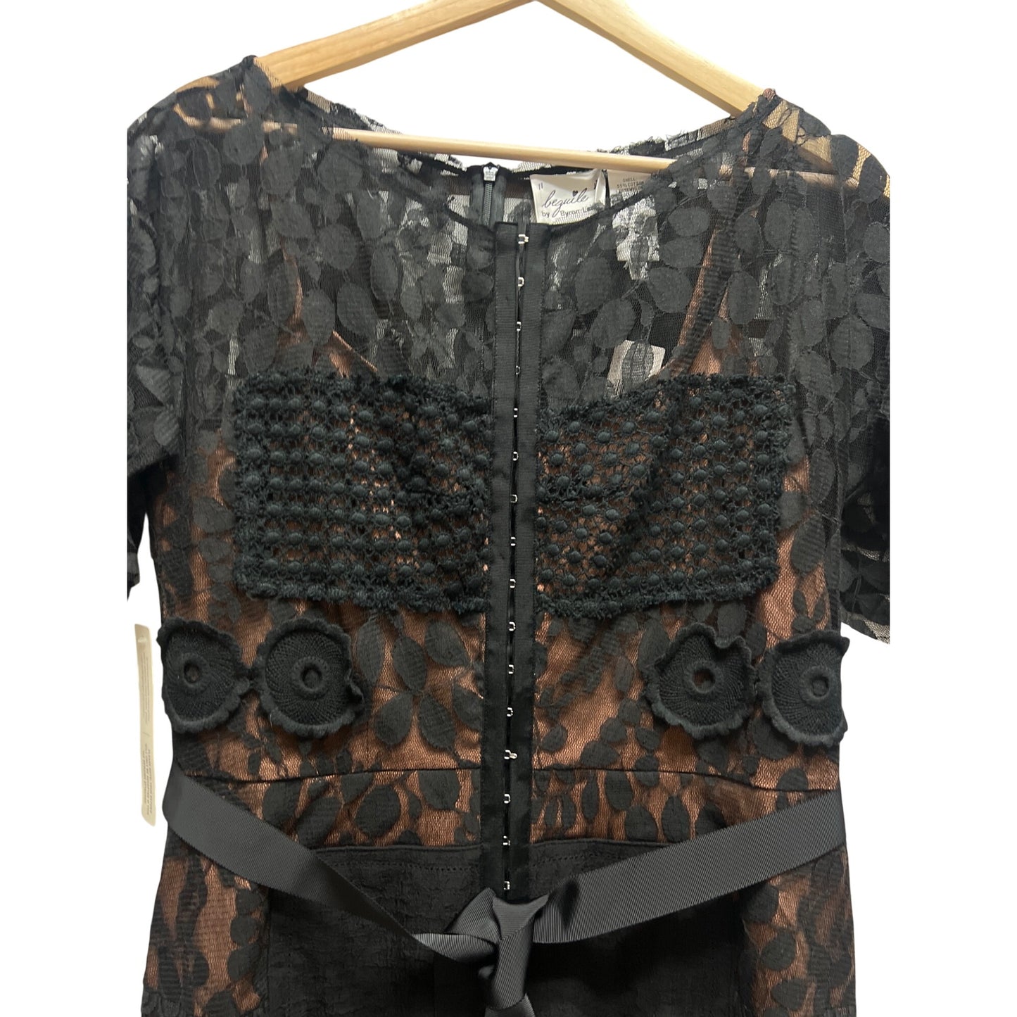 Beguile Byron Lars Anthropologie NWT Carissima Sheath Black Lace Overlay Pencil Dress