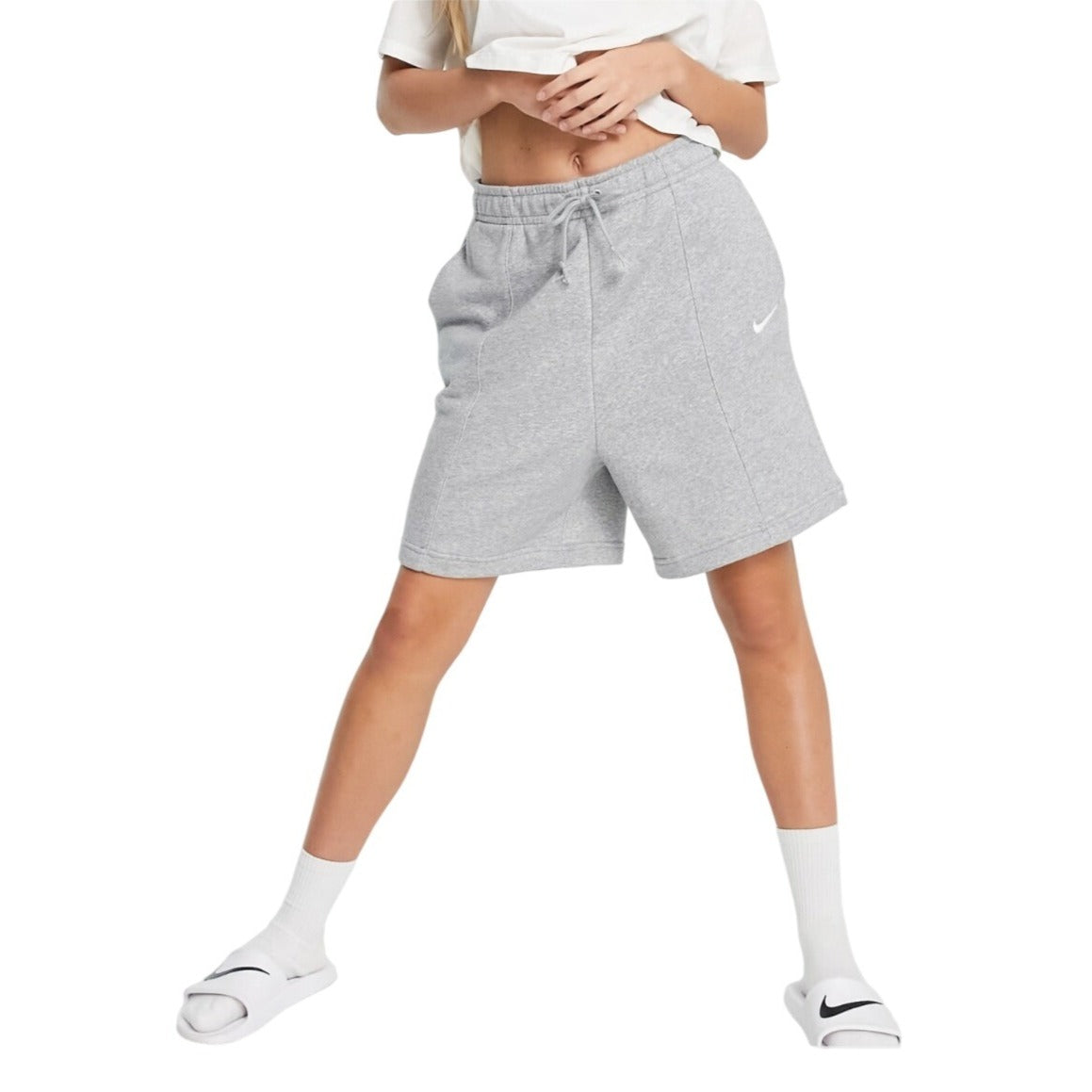 Nike Soft Gray High Waist Jogger Gym Athleisure Shorts