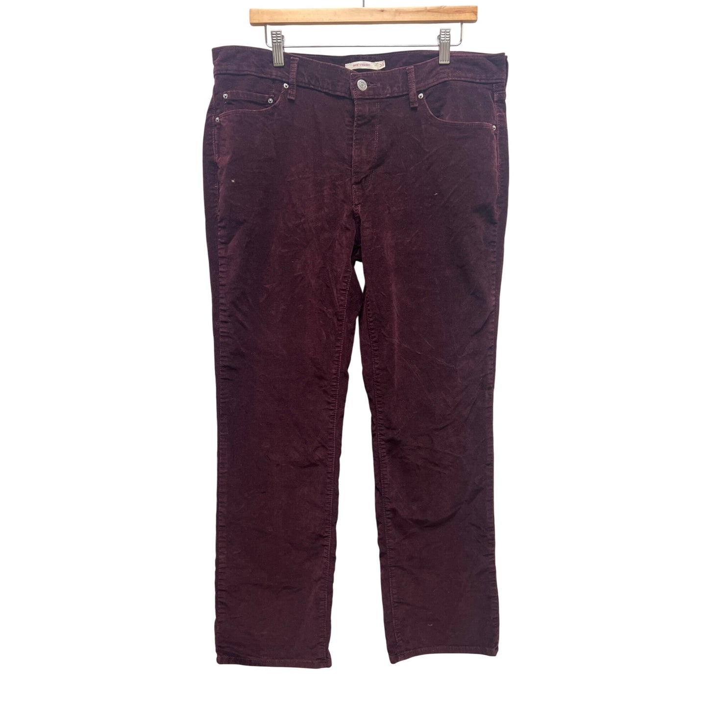 Levi's Burgandy Corduroy 505 Straight Leg Pants Size 33
