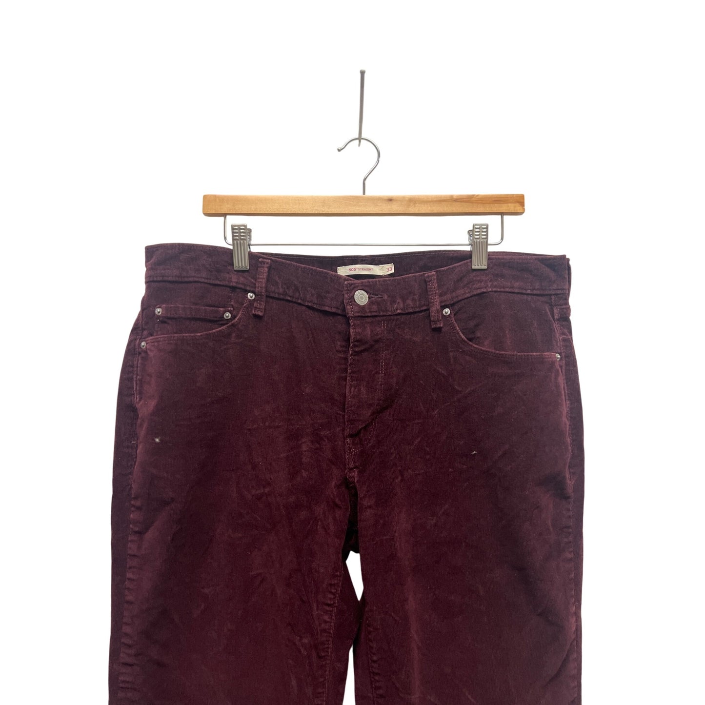 Levi's Burgandy Corduroy 505 Straight Leg Pants Size 33