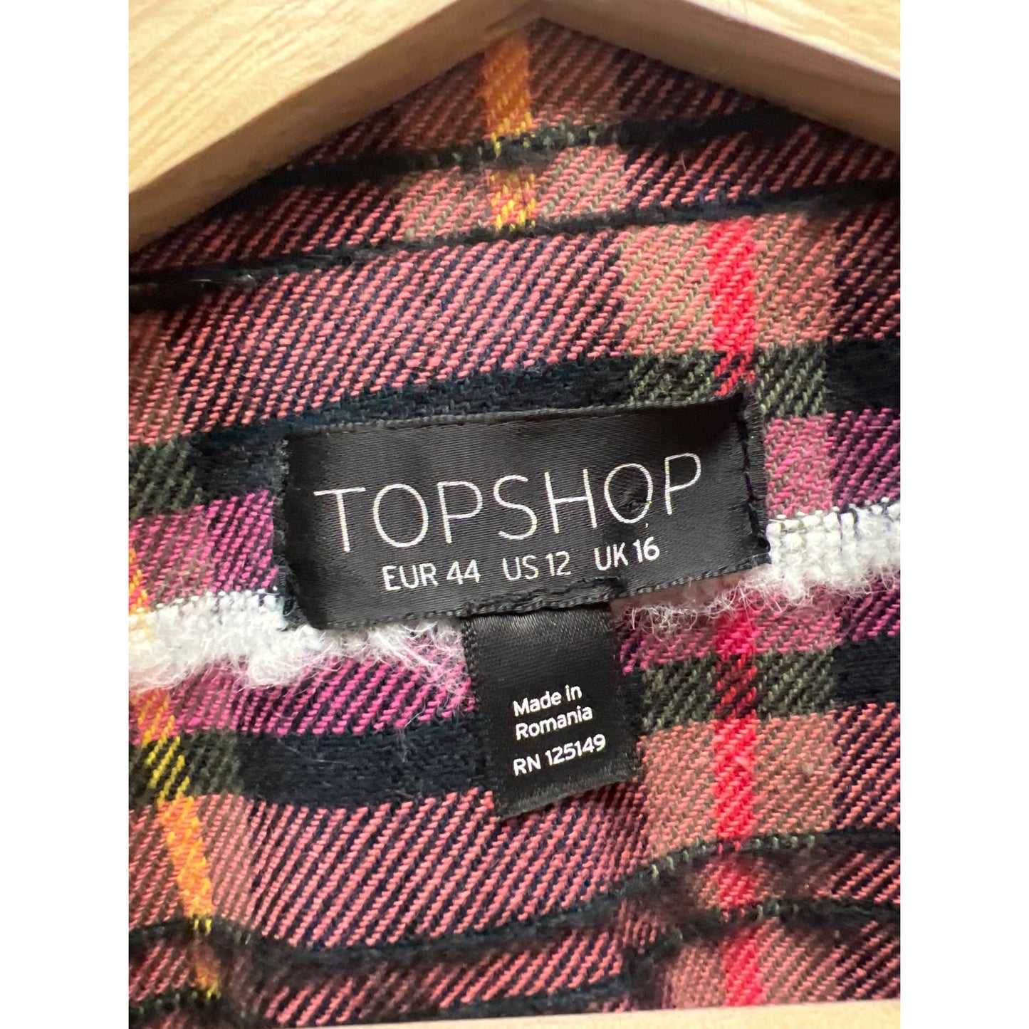 Topshop Pink Plaid Oversized Double Breasted Cotton Blend Blazer