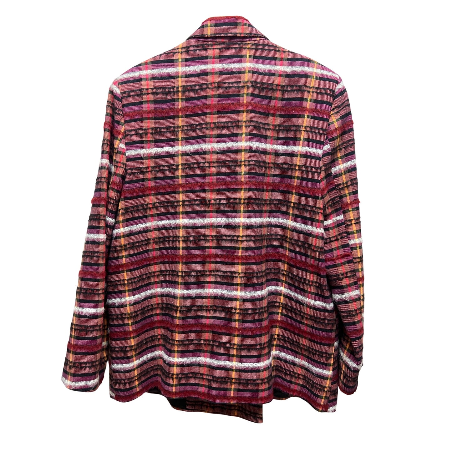 Topshop Pink Plaid Oversized Double Breasted Cotton Blend Blazer