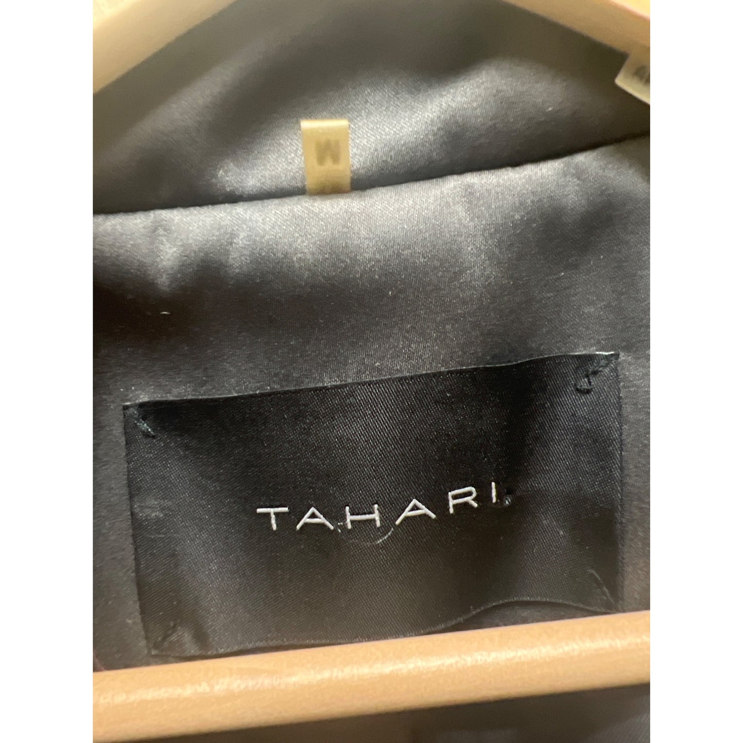 Tahari Vintage Y2K Satin Feel Large Collar Dark Gray Trench Coat