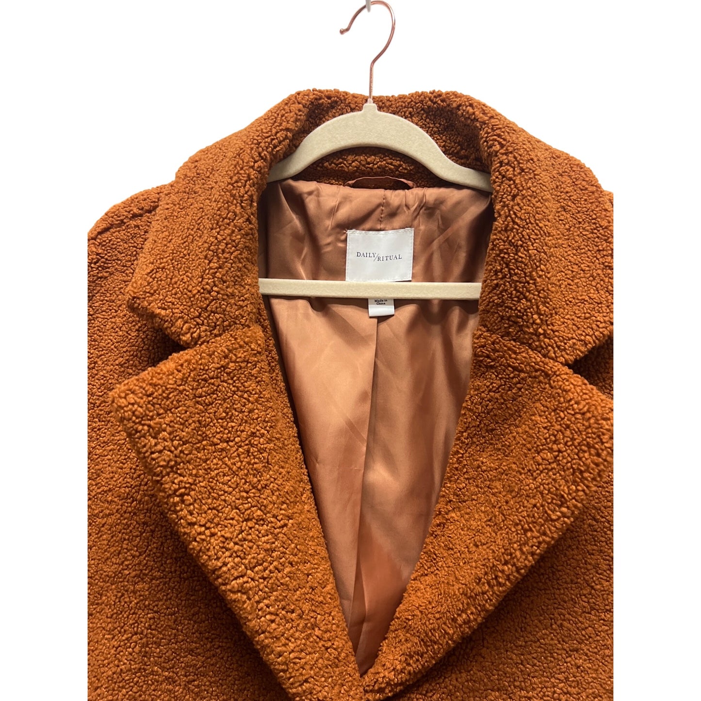 Daily Ritual Brown Oversized Winter Teddy Coat